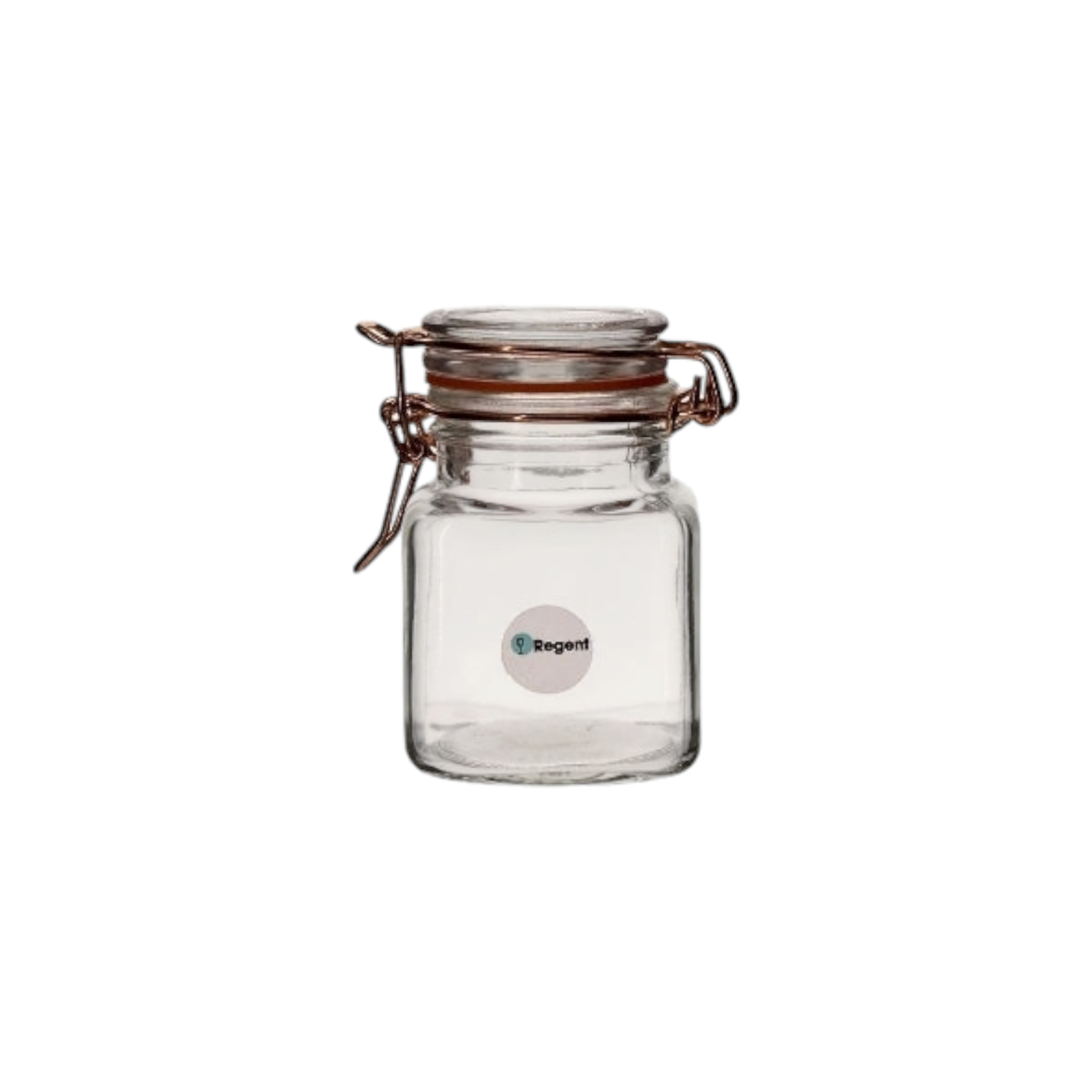 Regent Glass Square Hermetic Jars with Rose Gold Clip 100ml 6pack