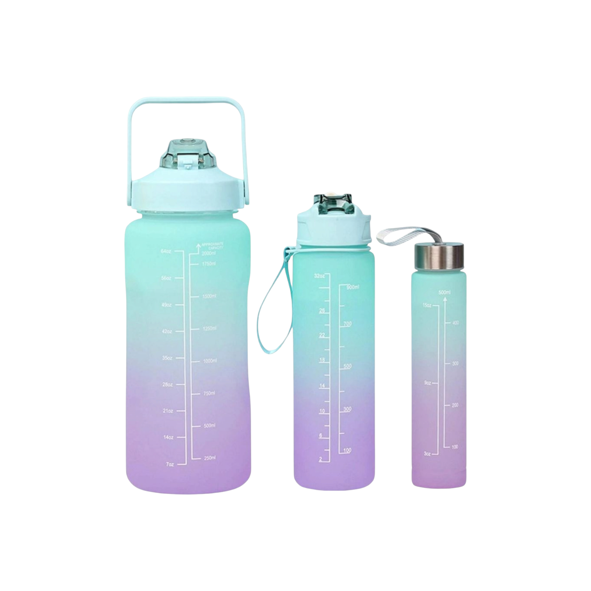 Motivational Sports Water Bottle 3pc Set