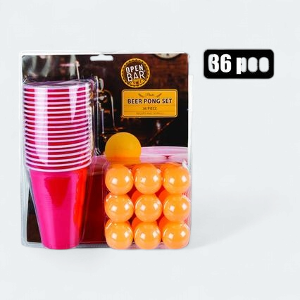 Plastic Party Picnic Cup - Ping Pong Game with 18-Cups & Balls