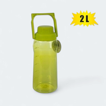 Sports Water Bottle 2L with Green Handle