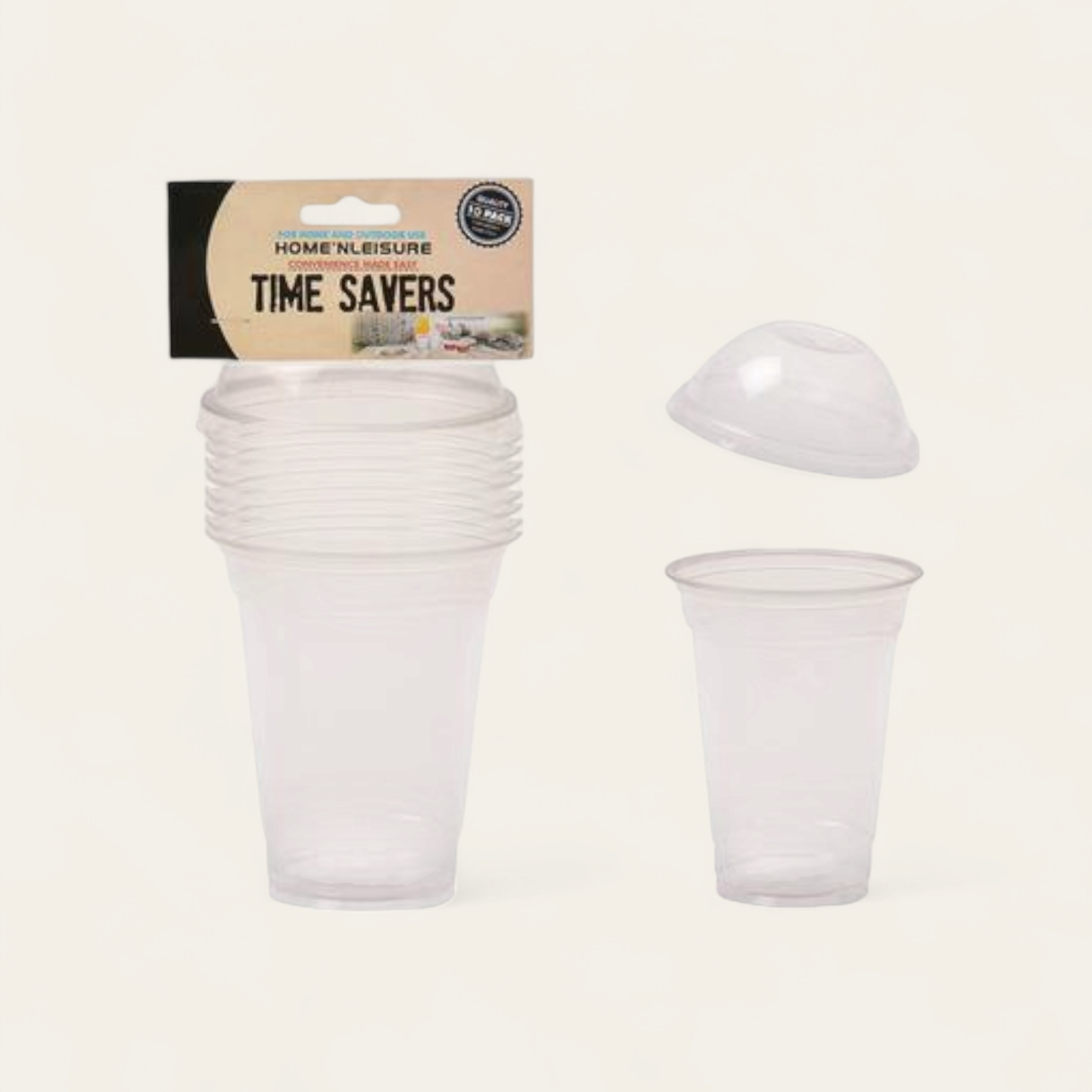 Time Savers 300ml Disposable Smoothie Dome Cupm Picnic Plastic Party 10pack