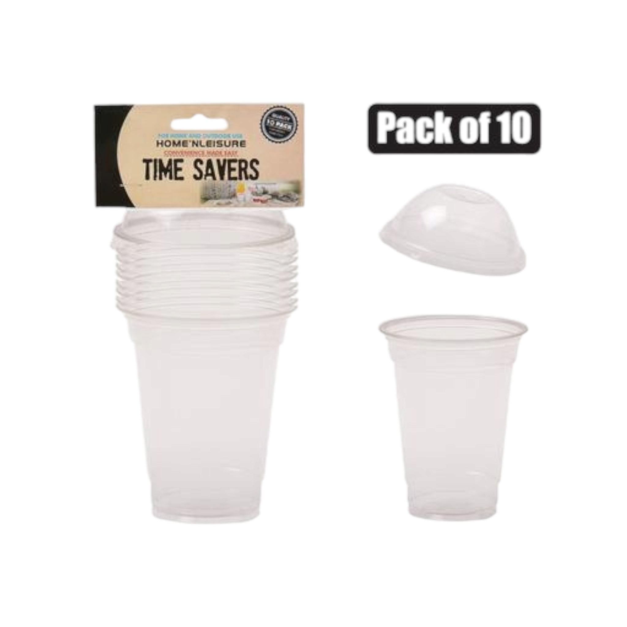 Time Savers 300ml Disposable Smoothie Dome Cupm Picnic Plastic Party 10pack