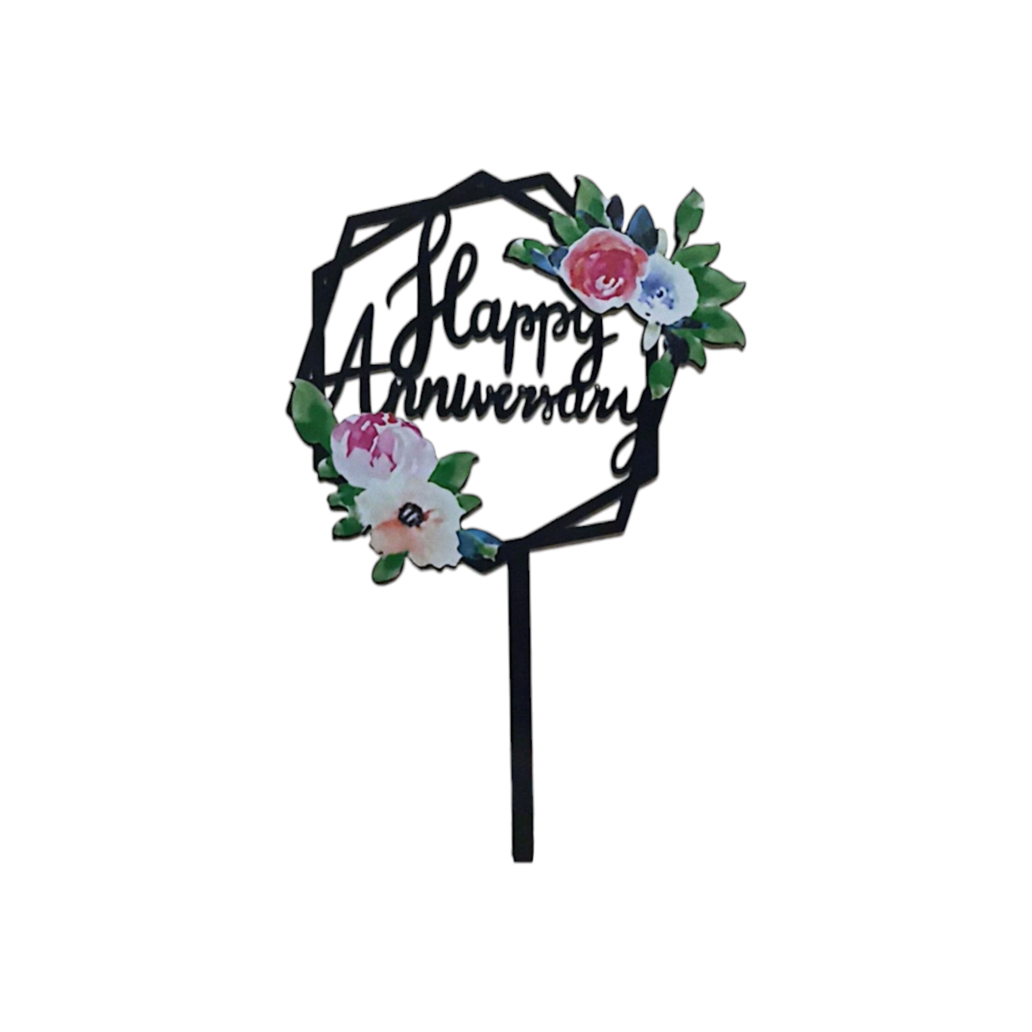 Acryclic Cake Topper Happy Birthday Flower Garland