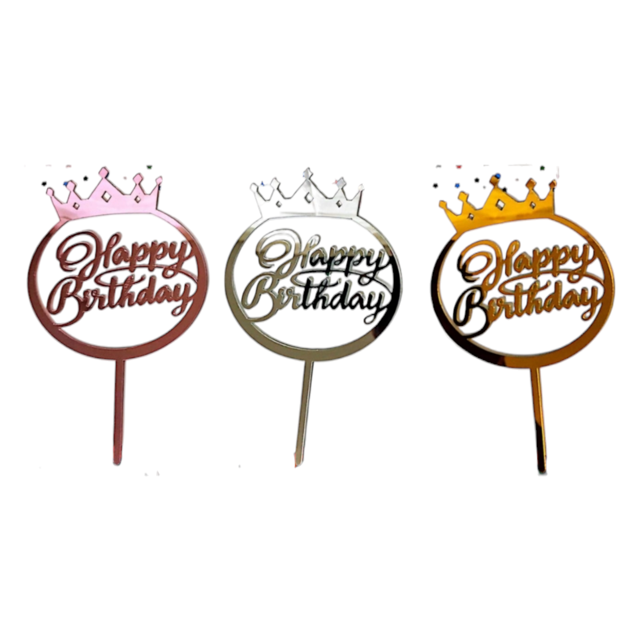 Acrylic Cake Topper Happy Birthday Crown