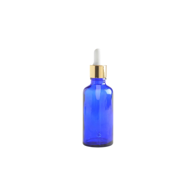 20ml Glass Dropper Bottle Amber Blue with Gold Collar Pipette Lid