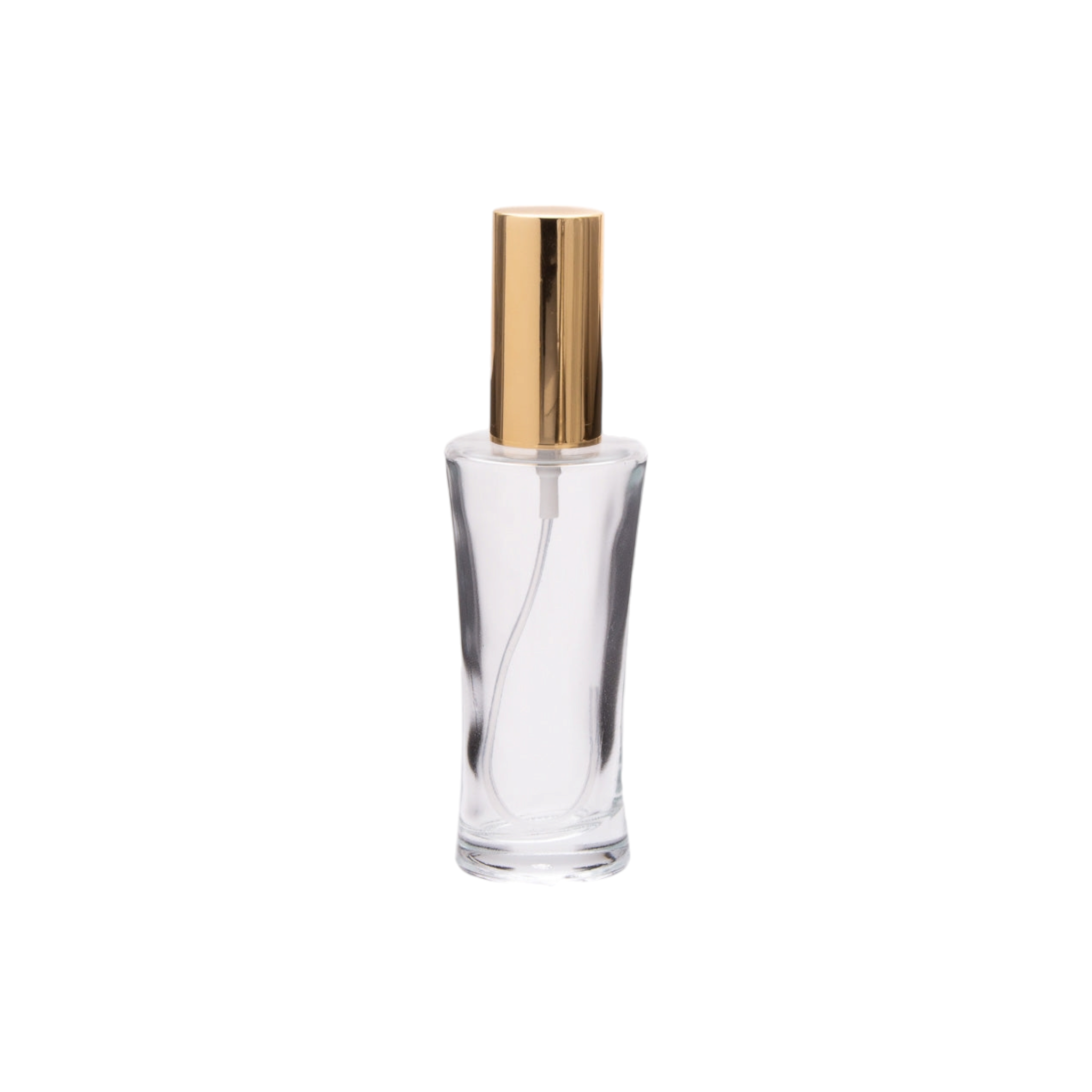 Perfume Glass Bottle Conical 50ml with Pump Lux Metallic Gold Overcap SW280-050