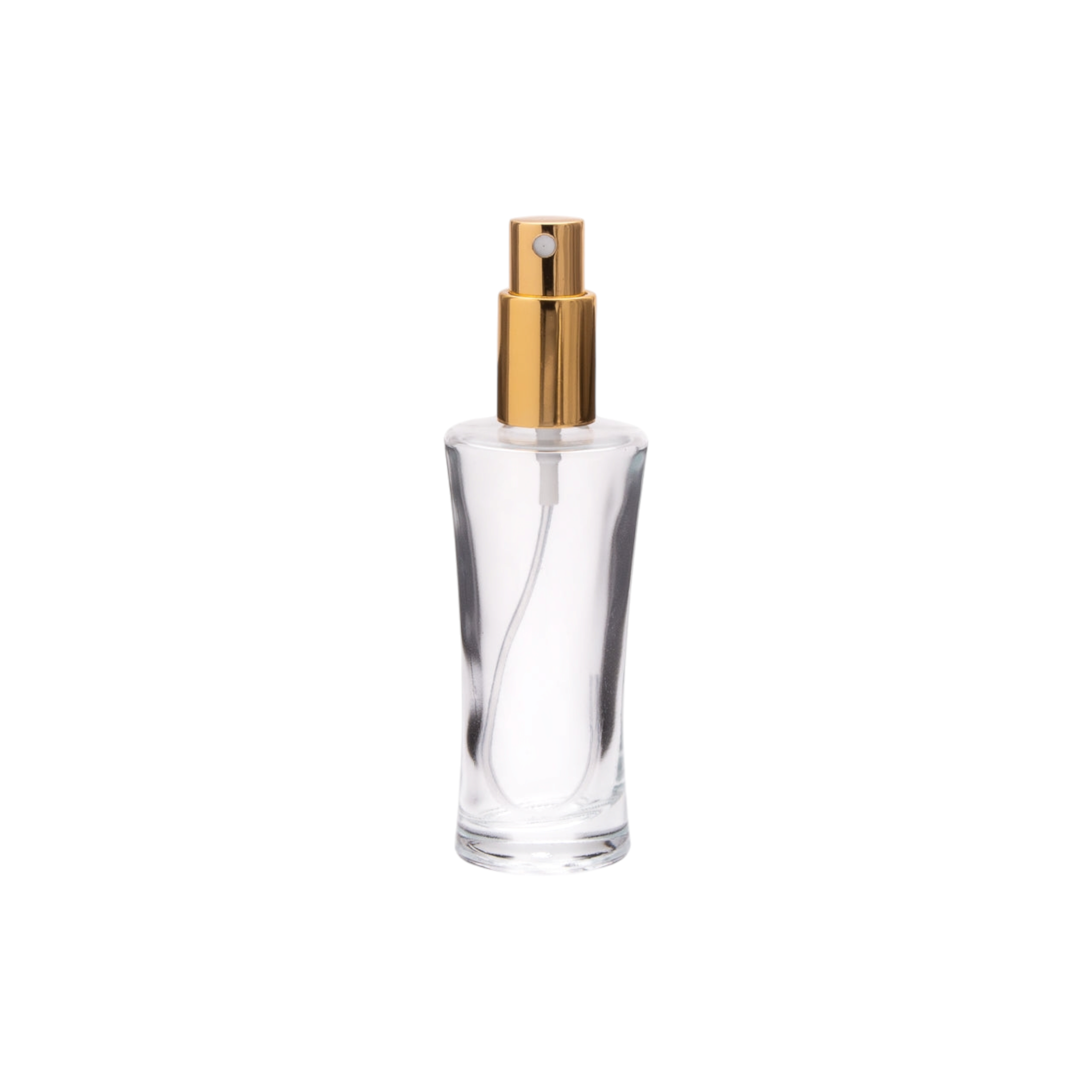 Perfume Glass Bottle Conical 50ml with Pump Lux Metallic Gold Overcap SW280-050