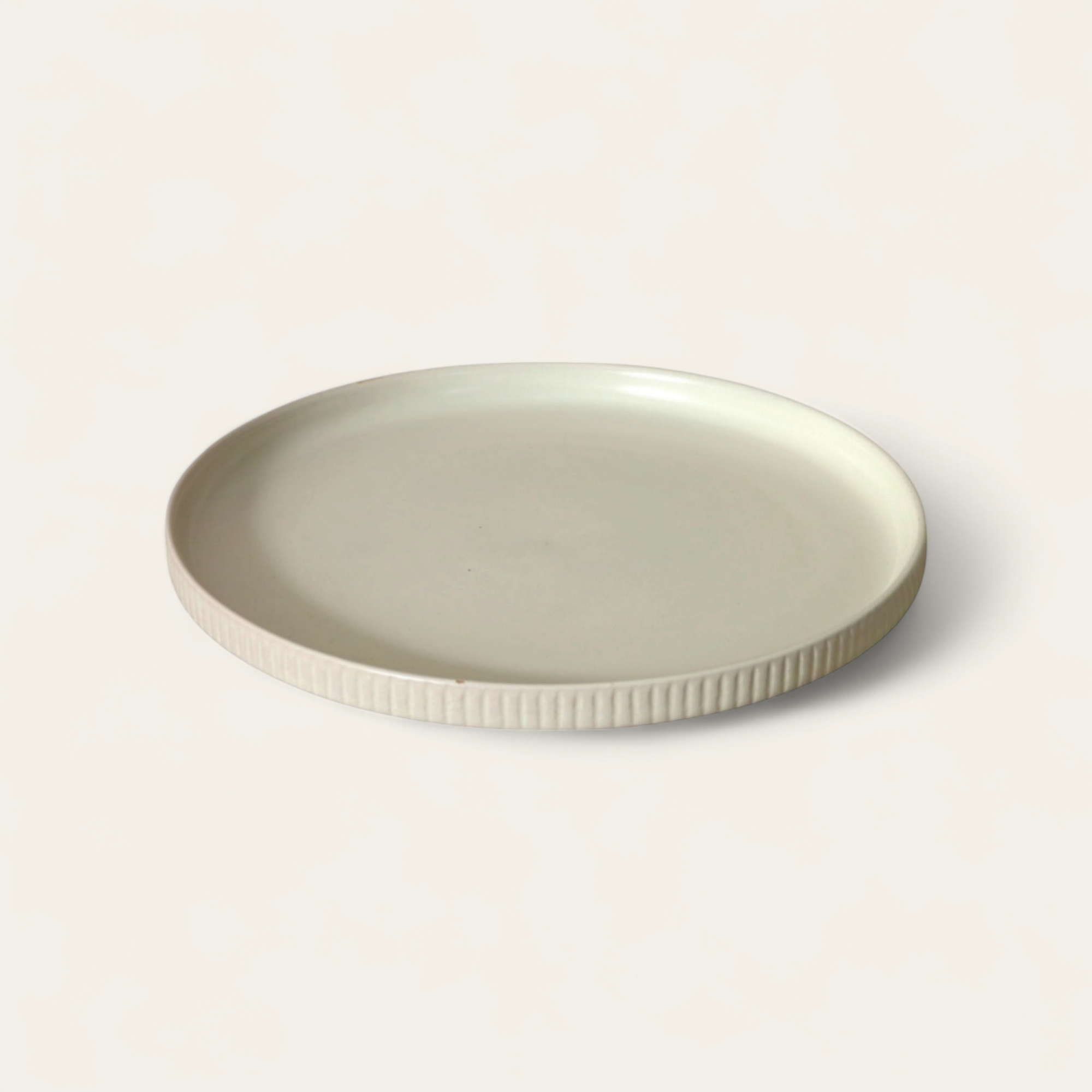 Stoneware Ribbed Dinner Plate Cream 26cm