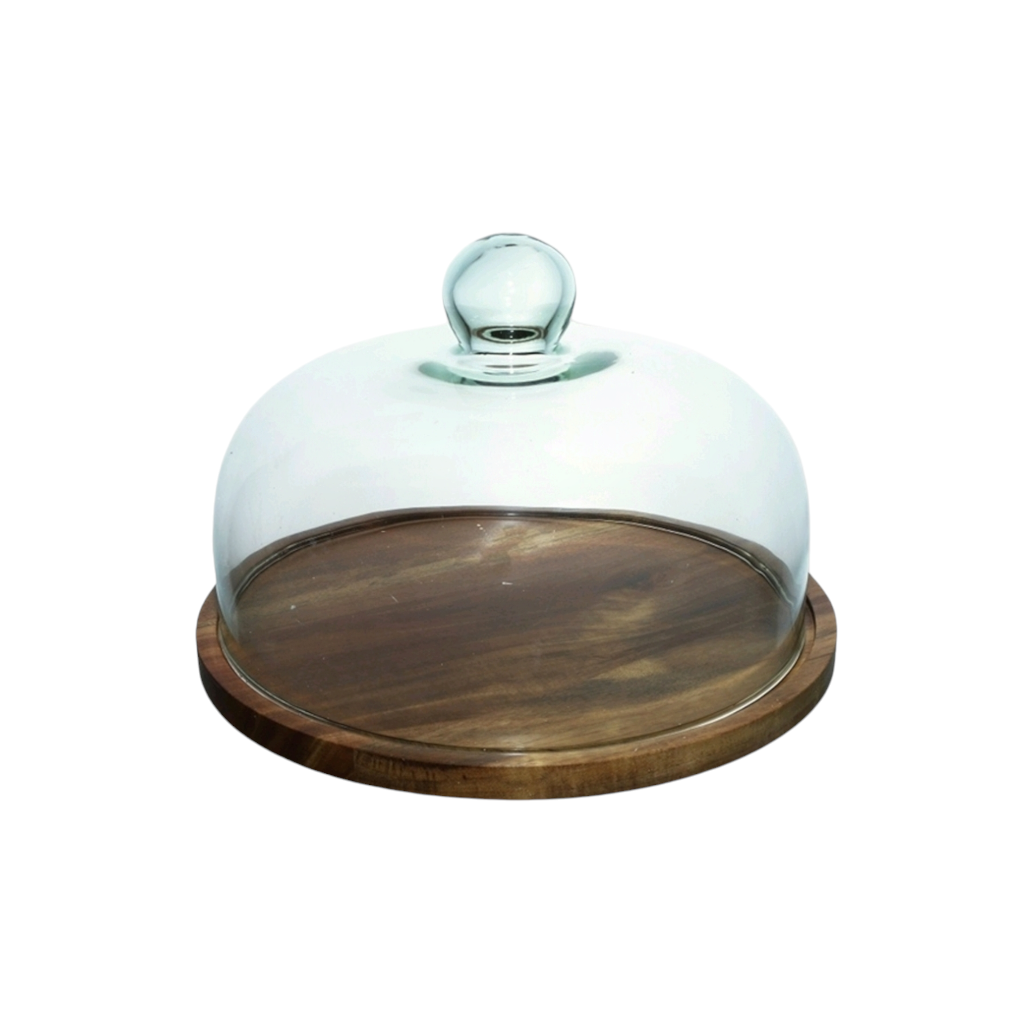 Glass Patisserie Cake Dome Server with Acacia Base Turntable 34564