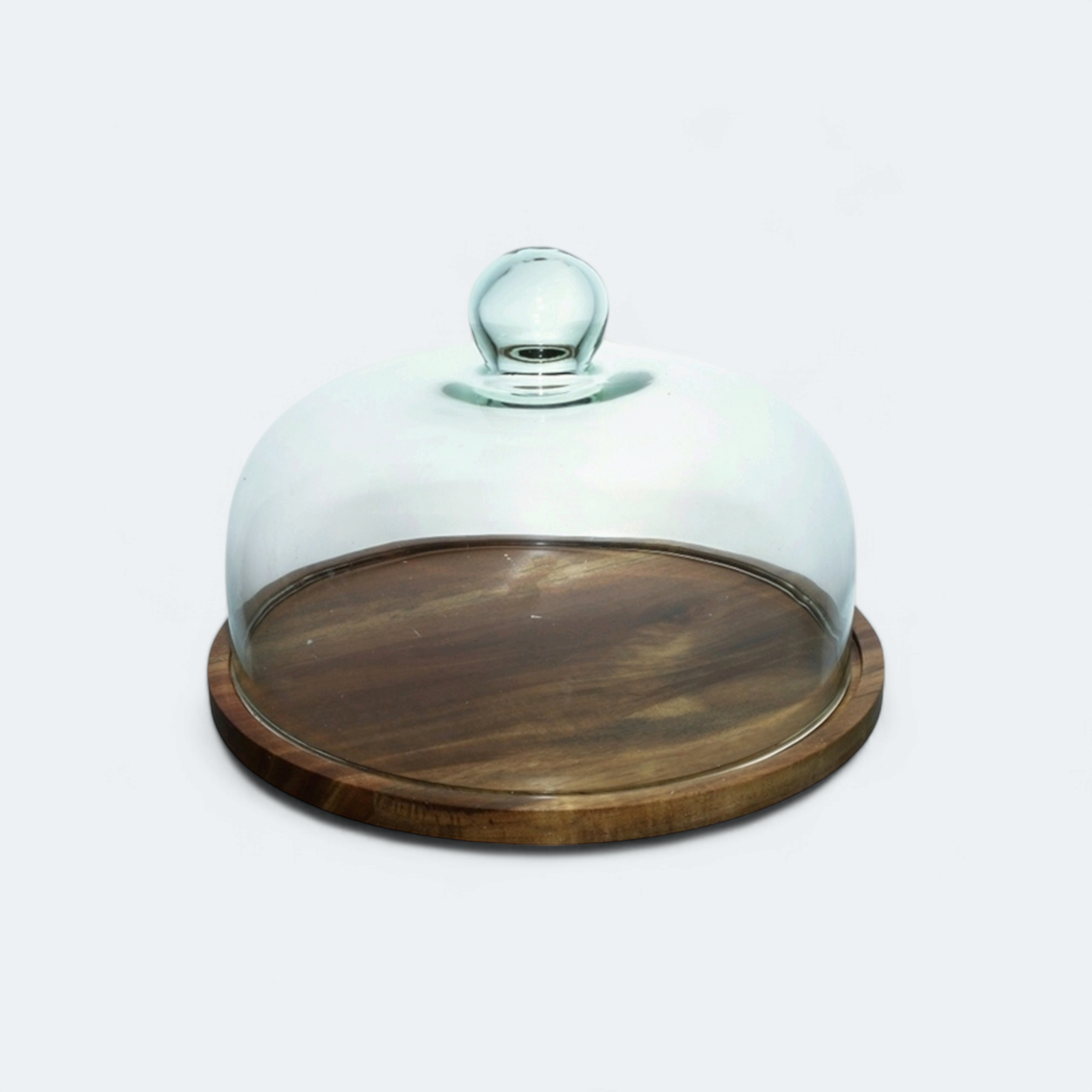 Glass Patisserie Cake Dome Server with Acacia Base Turntable 34564