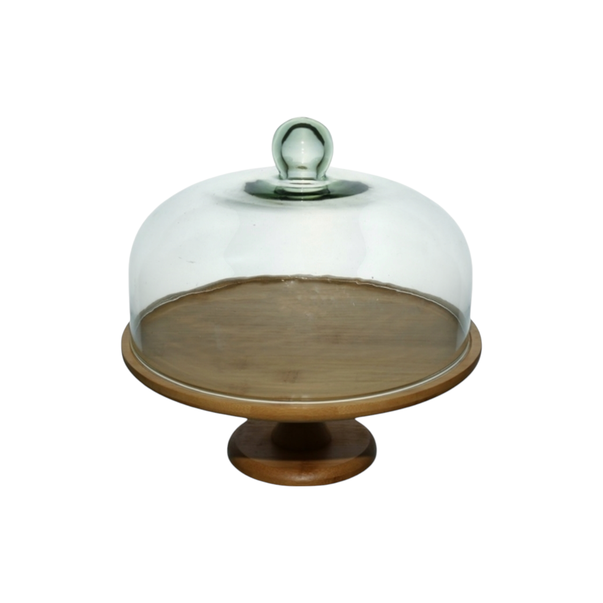 Patisserie Cake Dome Server 29cm with Acacia Wooden Base Footed Stand 34552