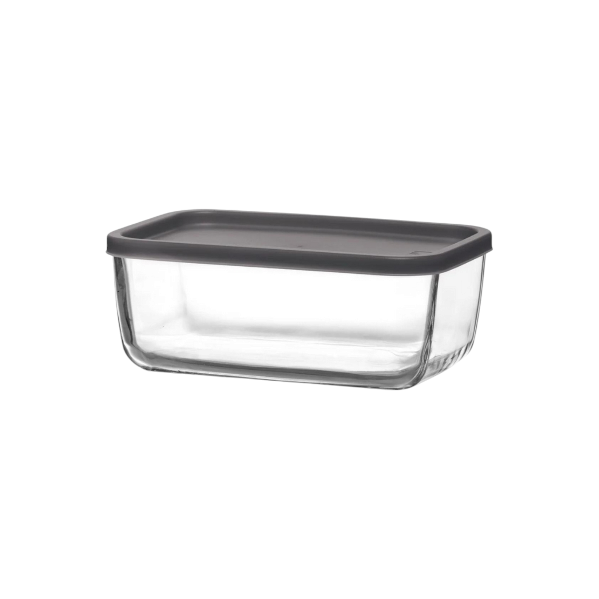 Glass Storage Bowl 1170ml with Grey Lid Rectangle SGN955