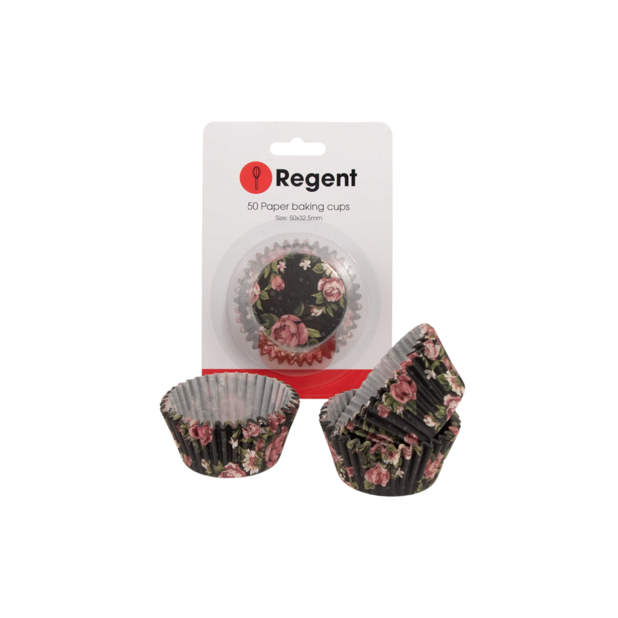 Regent Cake Cups Black And Pink Rose with White Daisies 50Pcs 71518