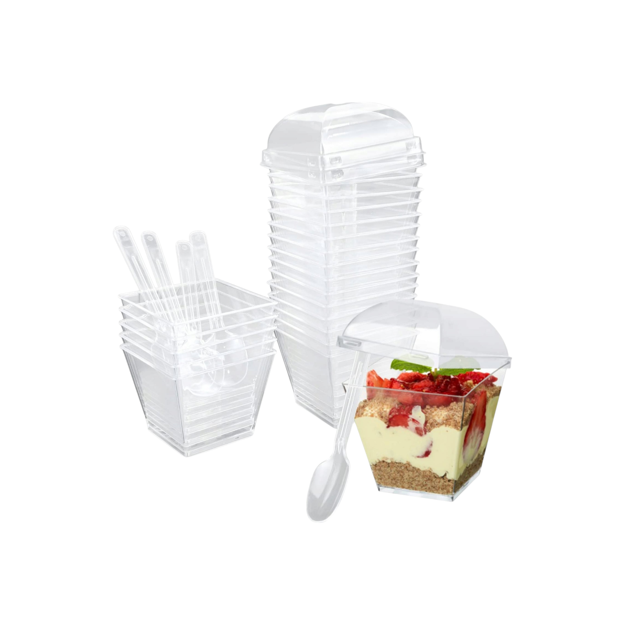 Acrylic Mini Dessert Cup 210ml with Lid 40pack