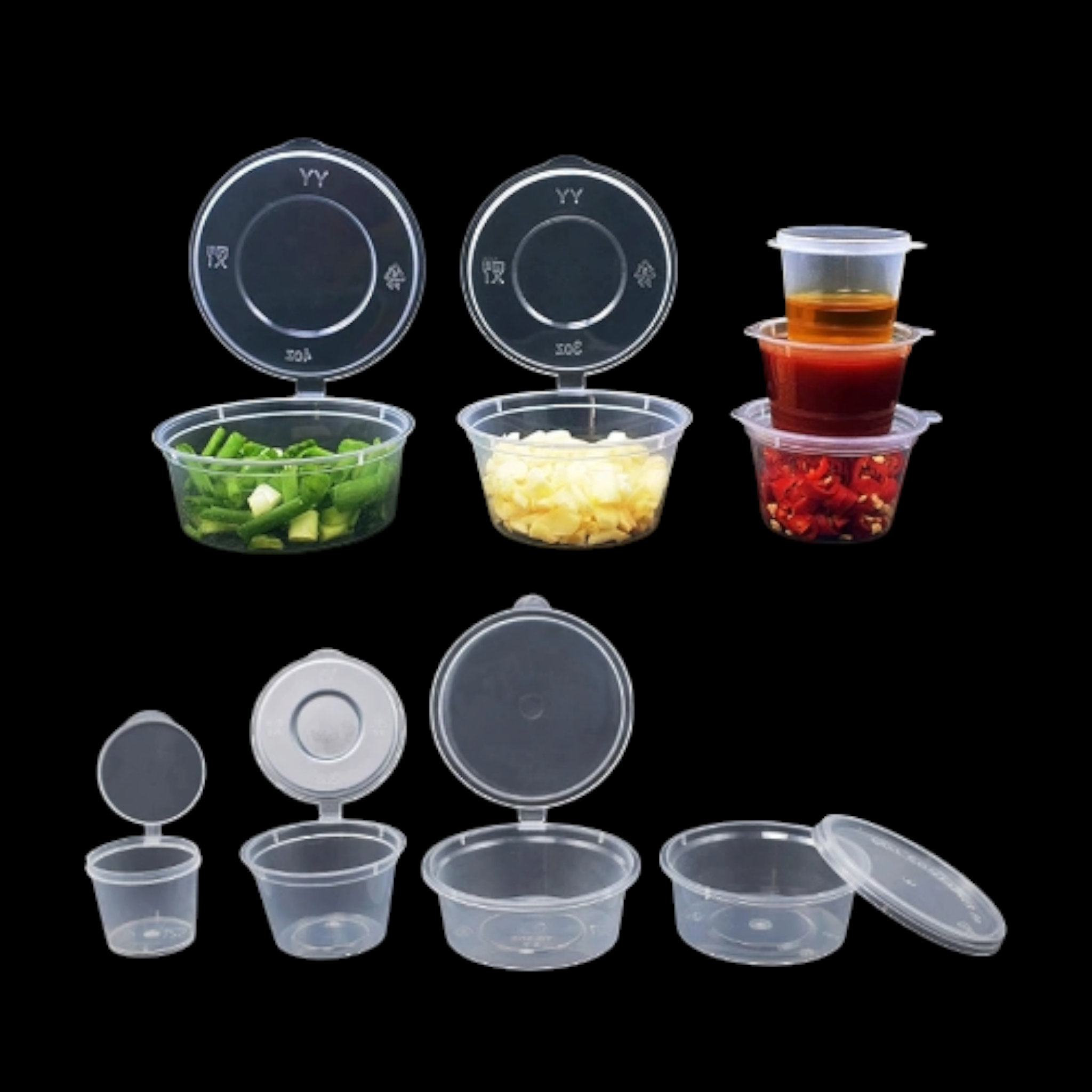 Disposable Sauce Tub Round 20ml with Hinged Tight Lid Plastic 25pack