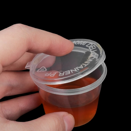 Disposable Sauce Tub Round 20ml with Hinged Tight Lid Plastic 25pack