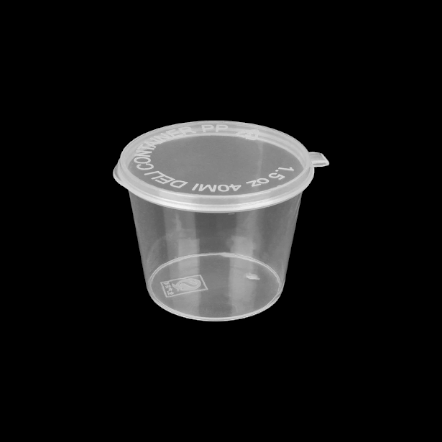 Disposable Sauce Tub Round 20ml with Hinged Tight Lid Plastic 25pack