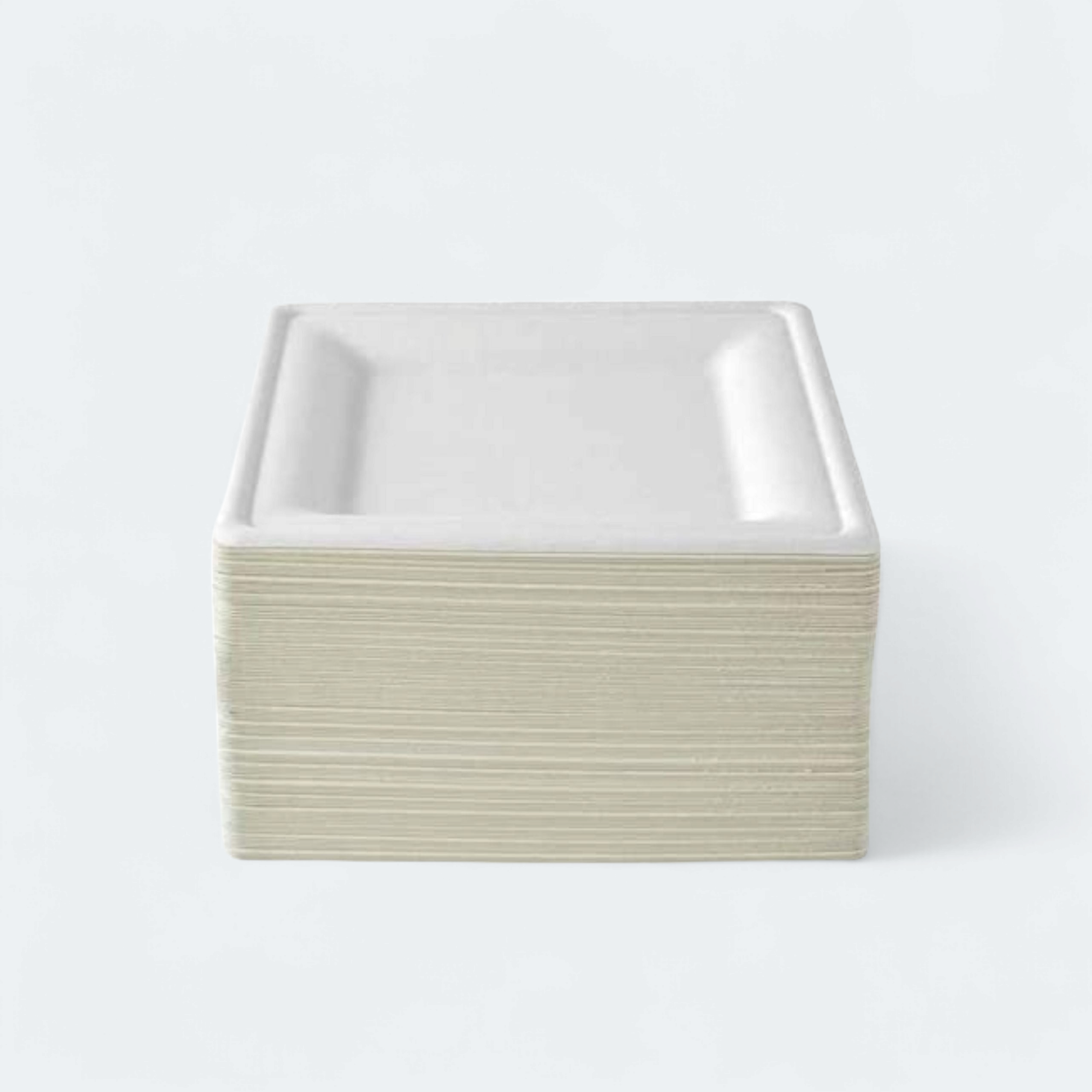 Biodegradable Takeaway Plate 10inch Square White Sugar Cane