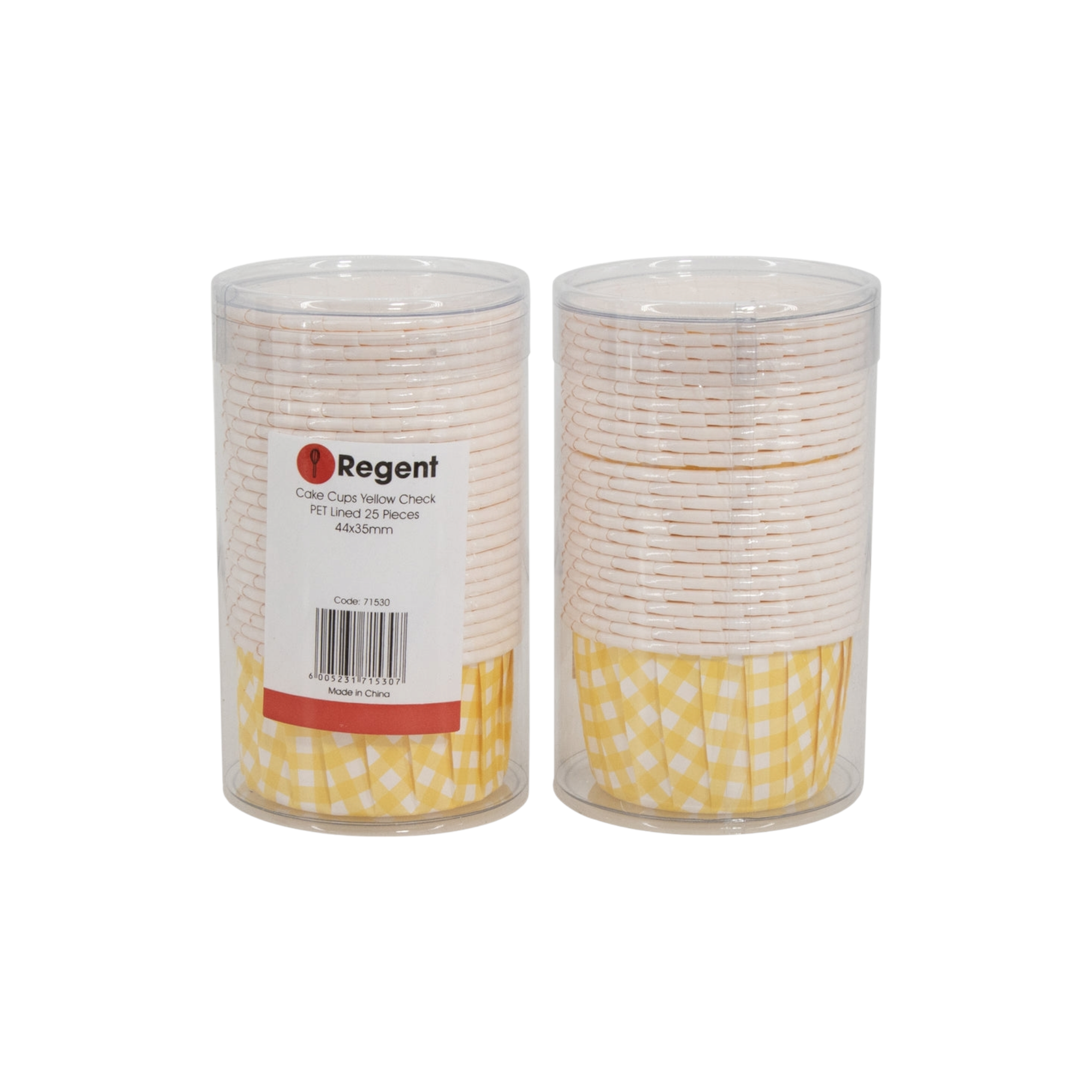 Regent Cake Cups Yellow Check Pet Line 25pack 71530