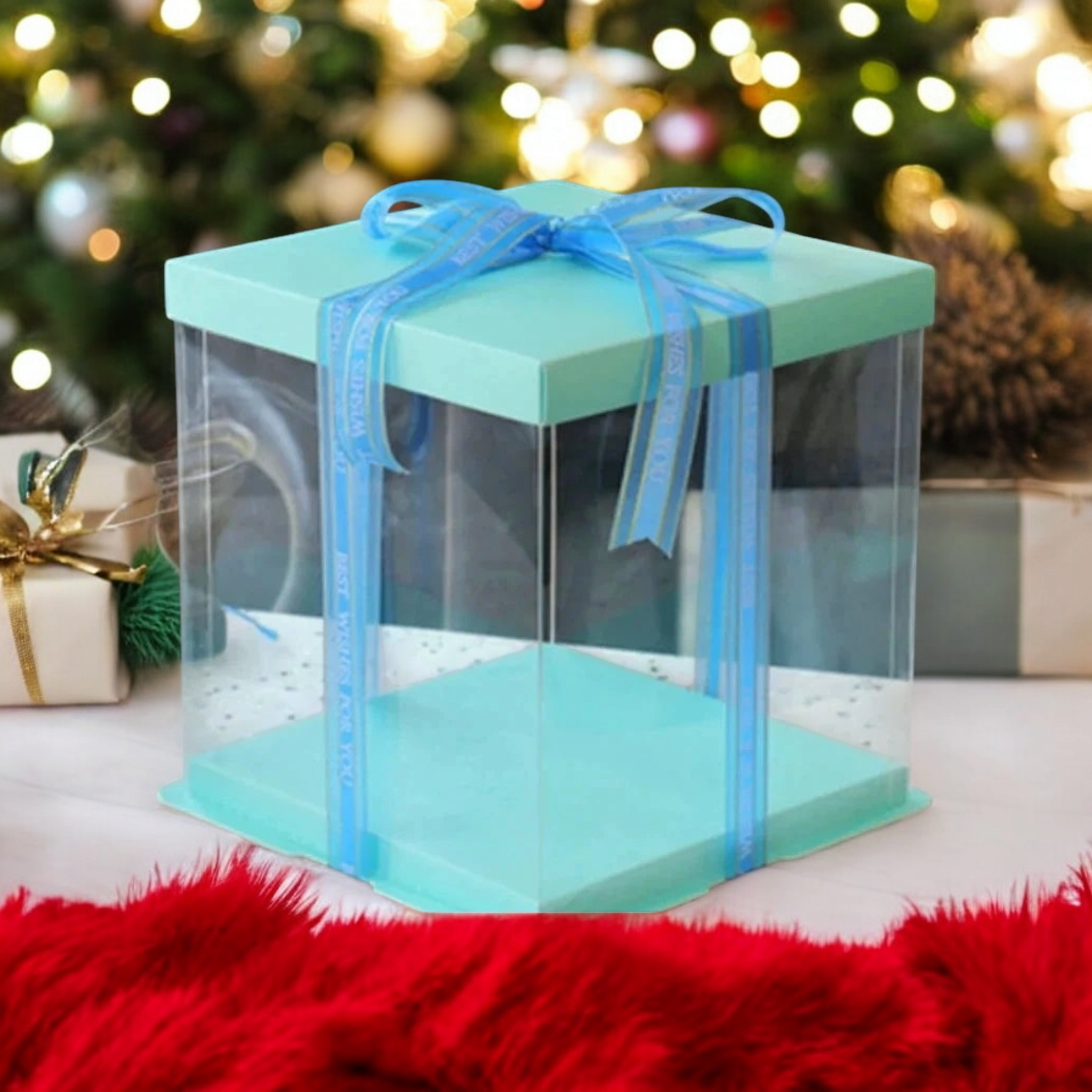 PVC Cake Gift Box Transparent Square Heigthened