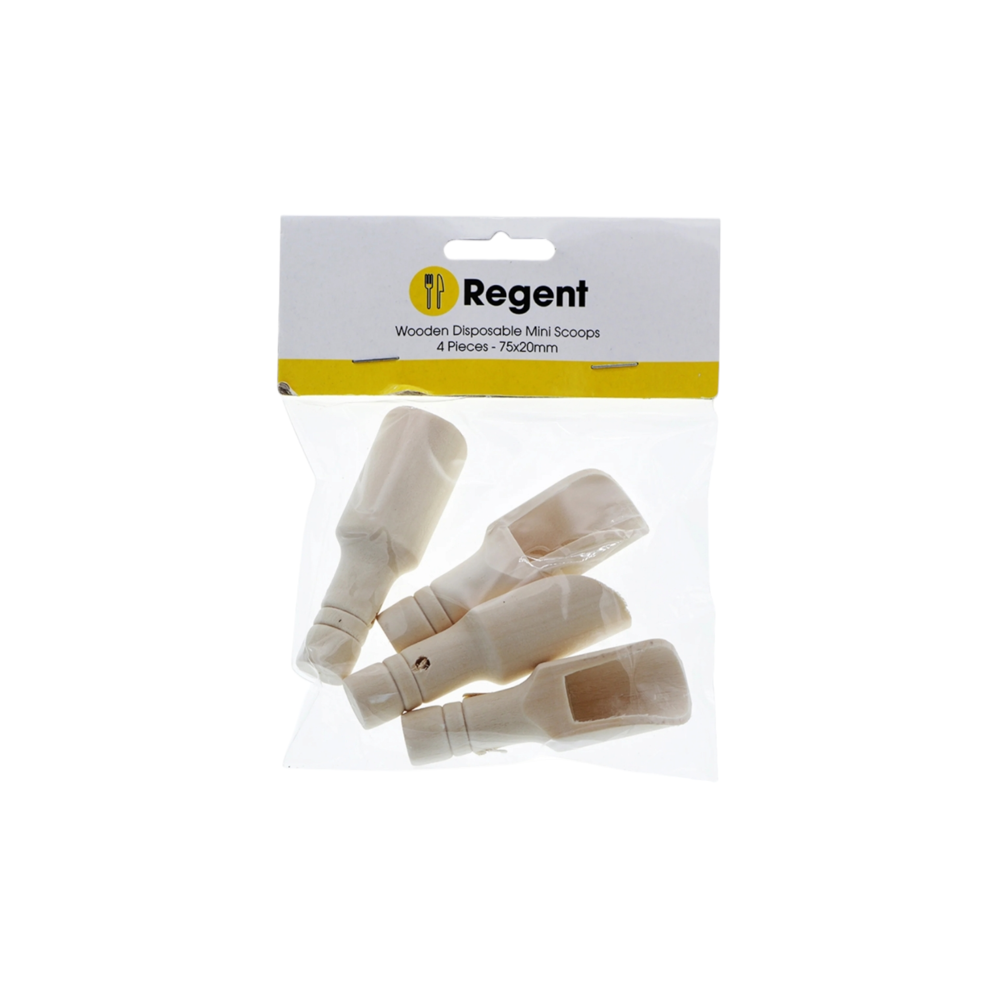 Regent Disposable Wooden Mini Scoops 4pack 75x20mm 35143