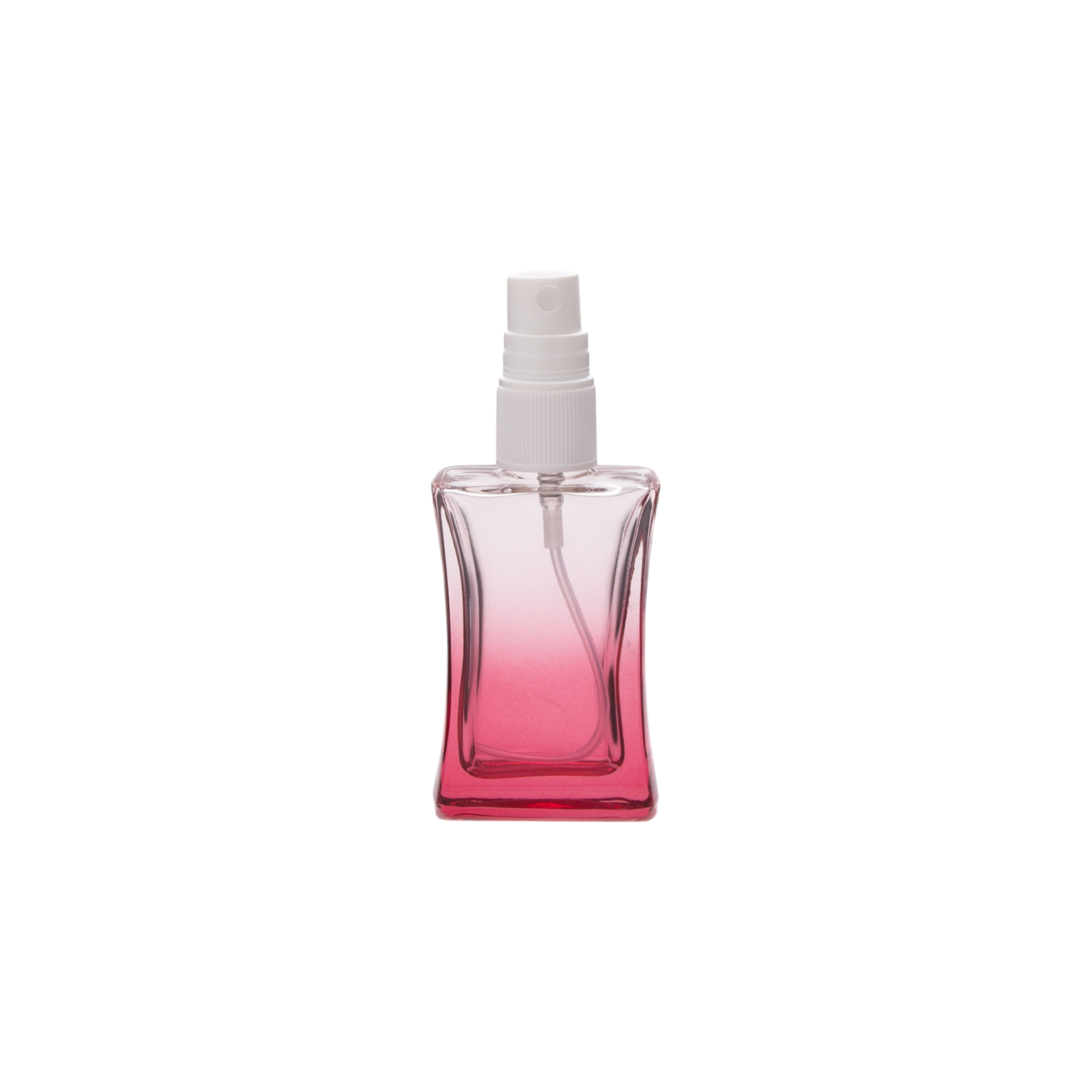 Perfume Glass Bottle 30ml Square Red with White Pump & Overcap YSD-001R