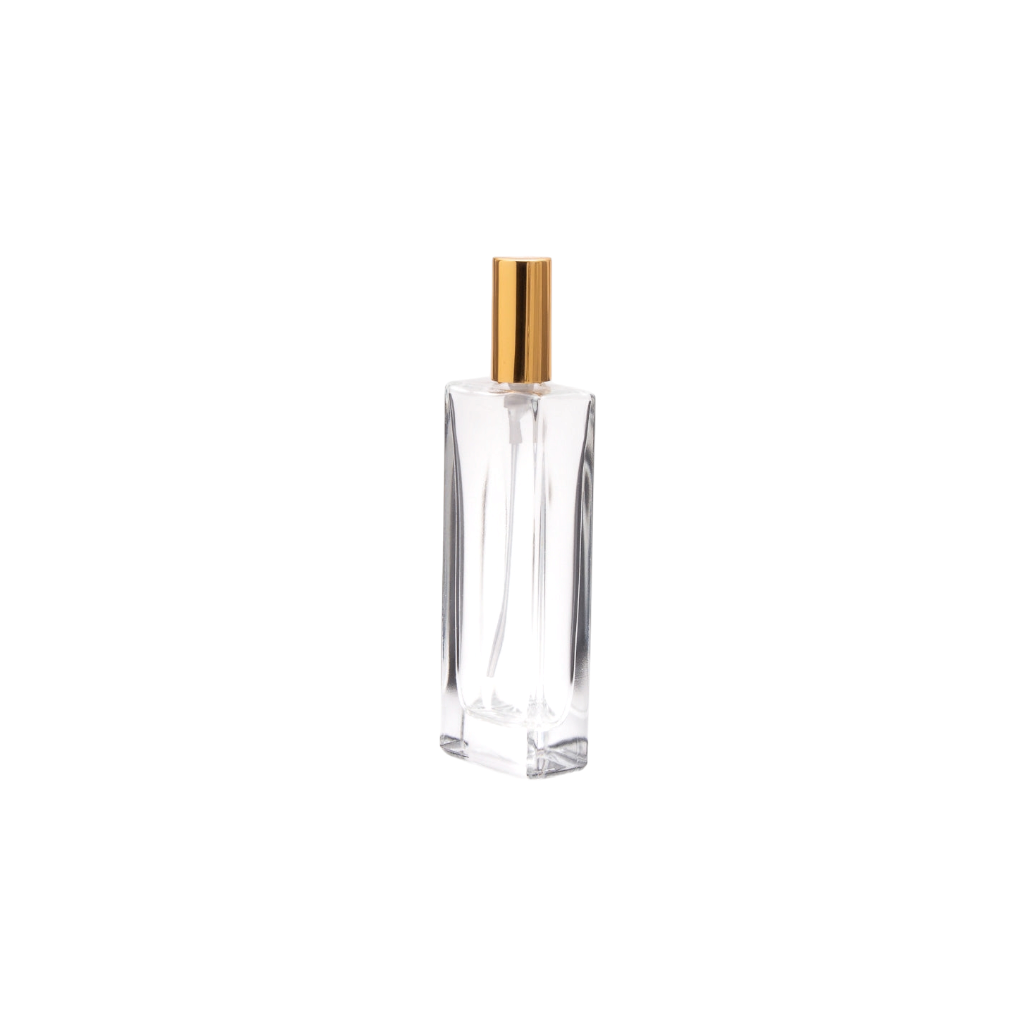 Perfume Glass Bottle 50ml Square Tall with Pump with Overcap 78mm Tube YDS-185