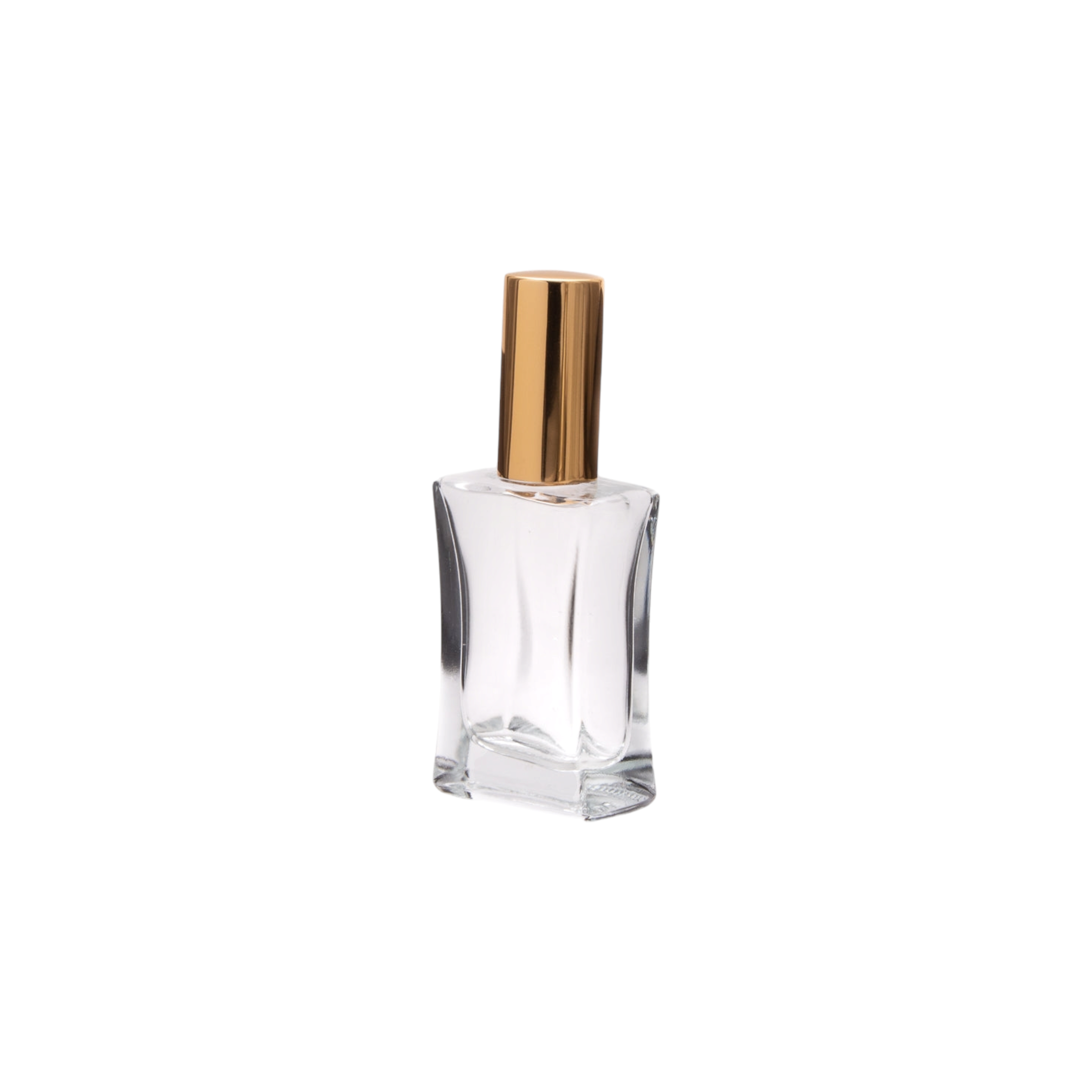 Perfume Glass Bottle 30ml Square Clear with White Pump Silver Overcap YSD-001C