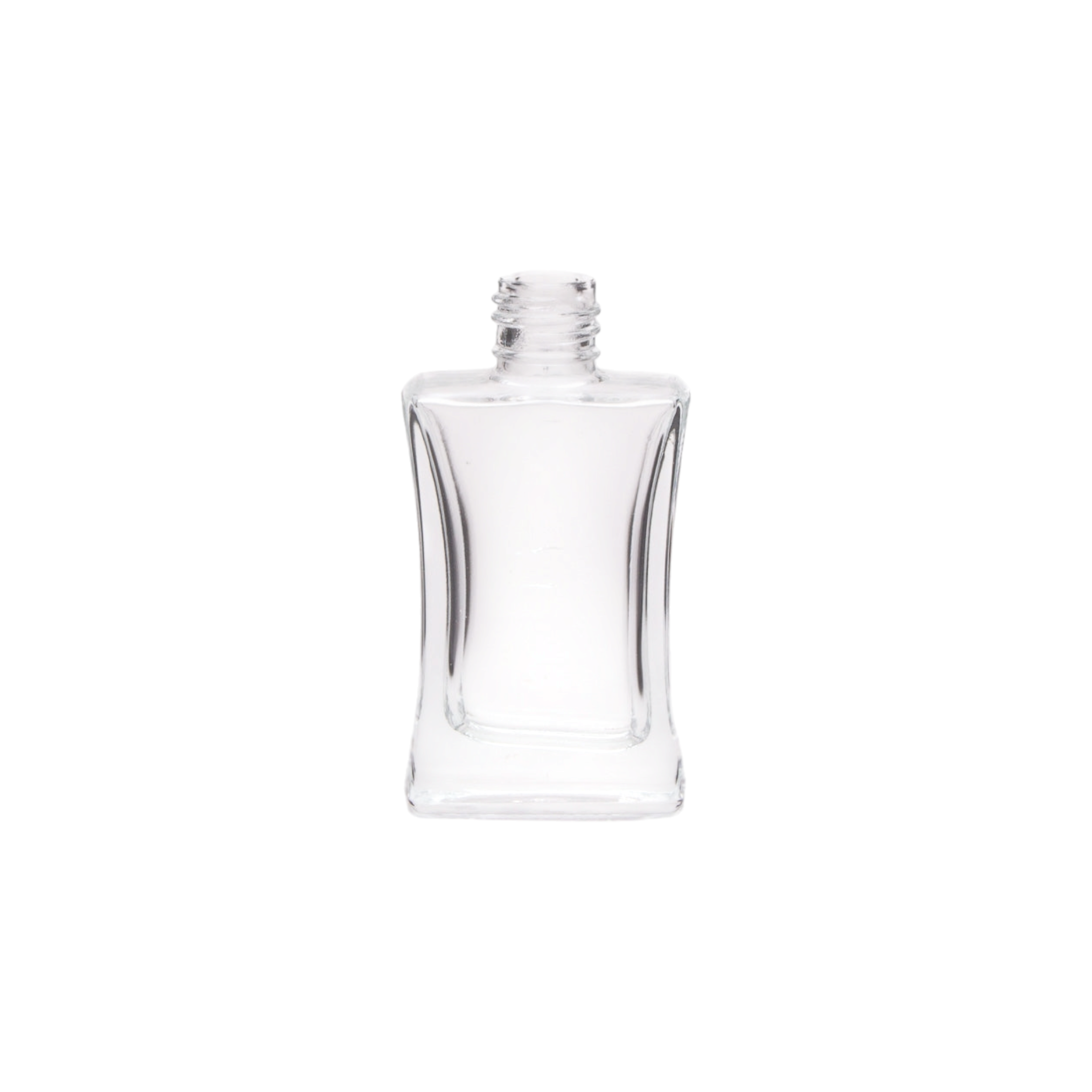 Perfume Glass Bottle 30ml Square Clear with White Pump Silver Overcap YSD-001C