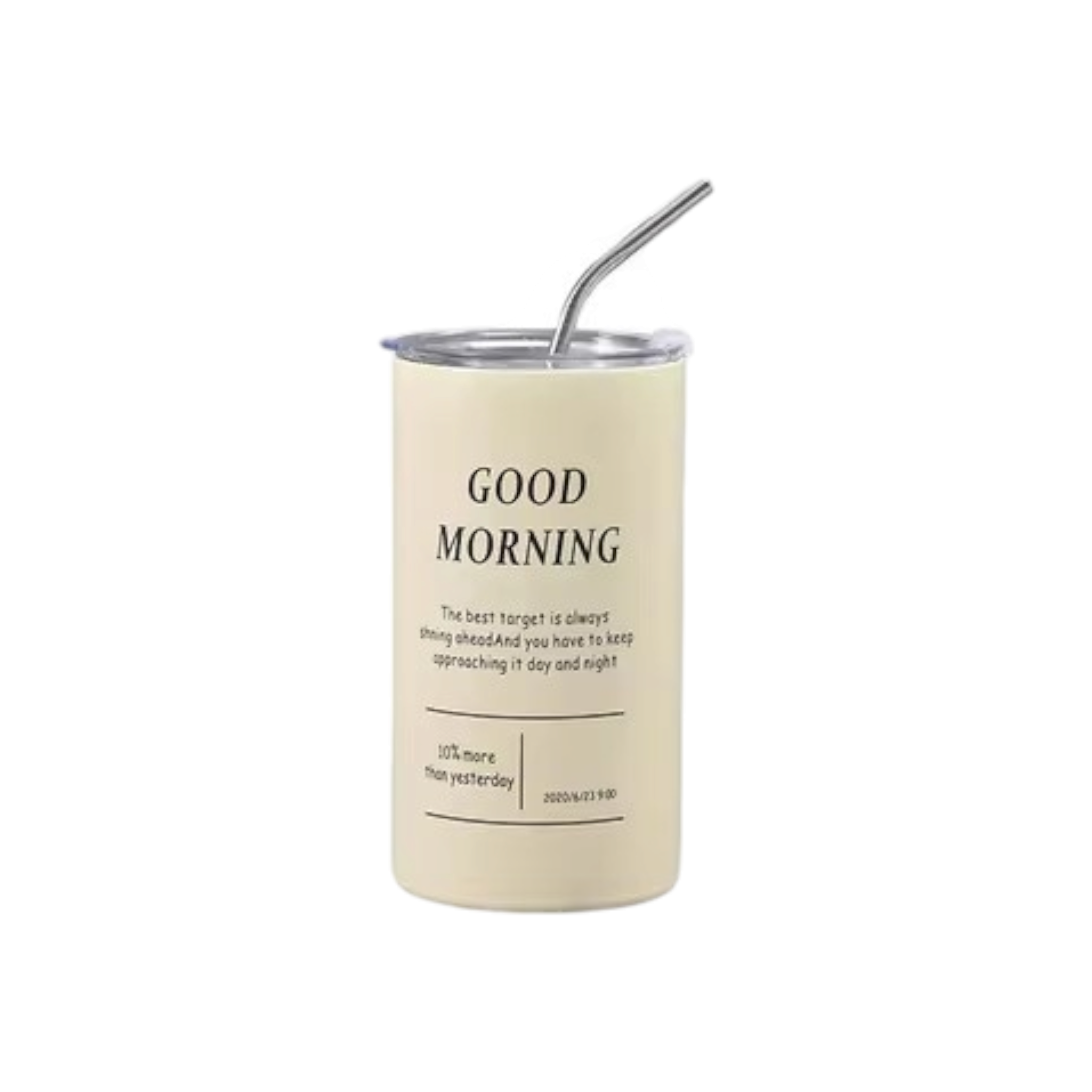 600ml Americano Double-layer Iced Coffee Cup Thermoses Stainless Steel With Straw Vacuum Flask Cup 8.5x16cm