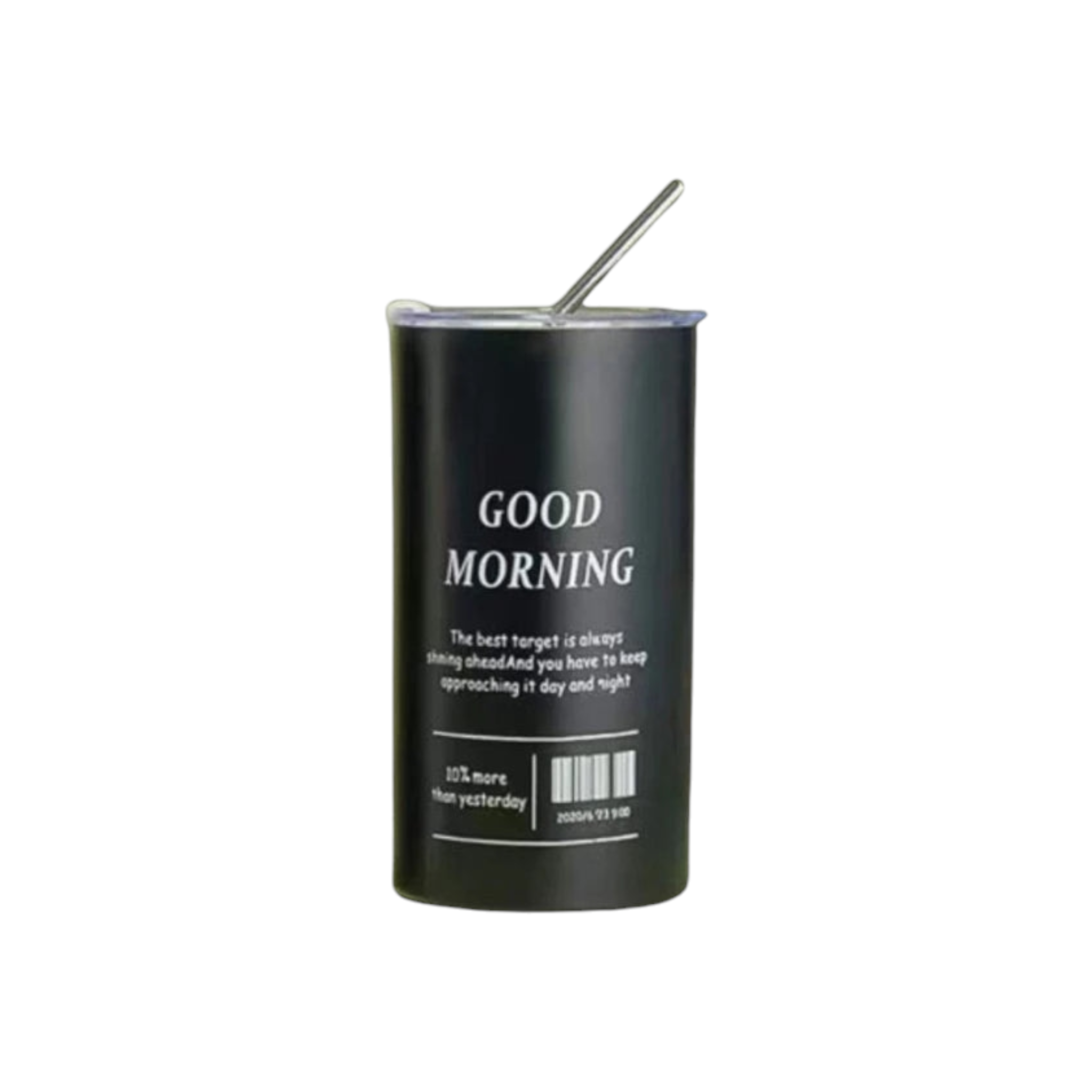 600ml Americano Double-layer Iced Coffee Cup Thermoses Stainless Steel With Straw Vacuum Flask Cup 8.5x16cm