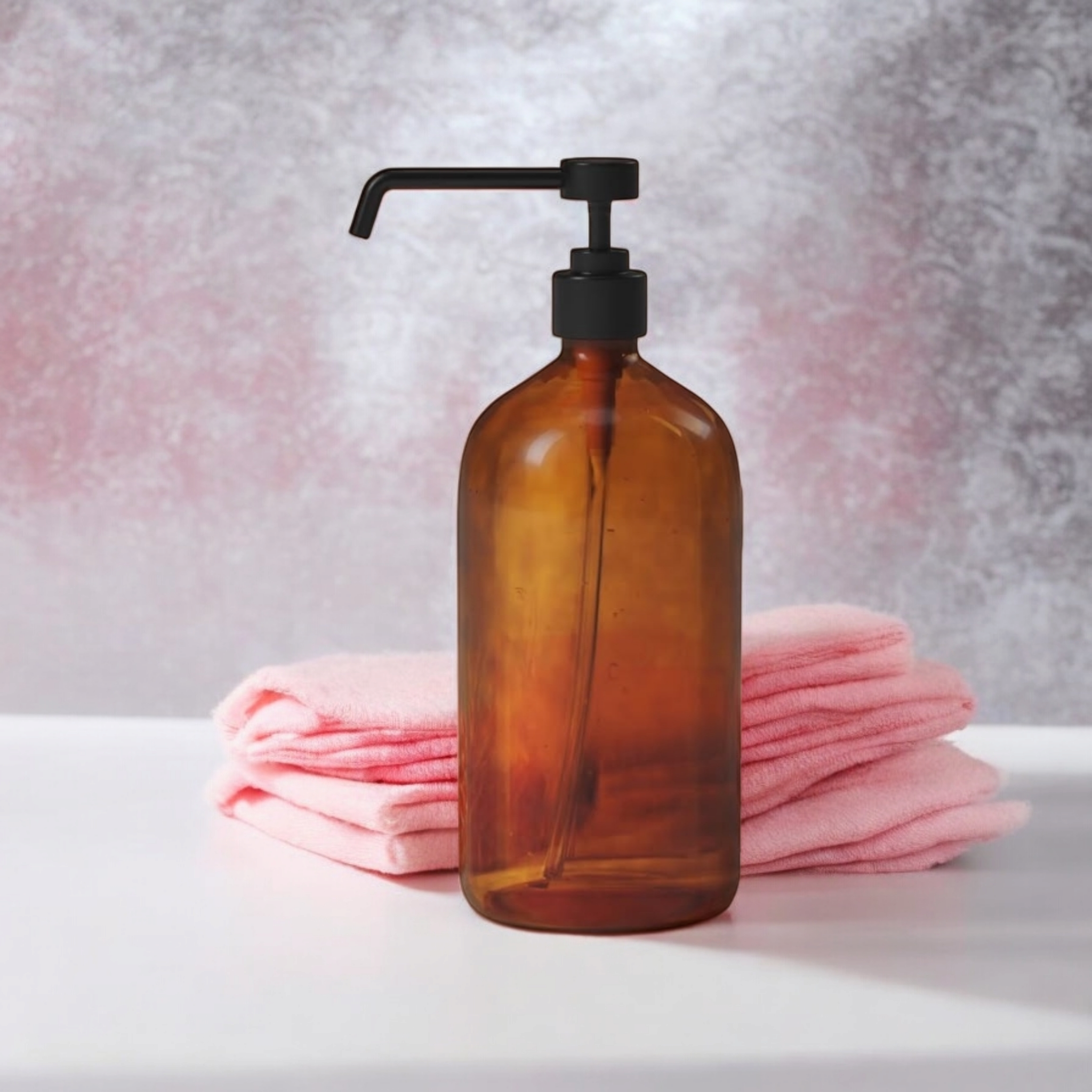 Acrylic Long Nose Pump Soap Dispenser Amber Brown 1Ltr