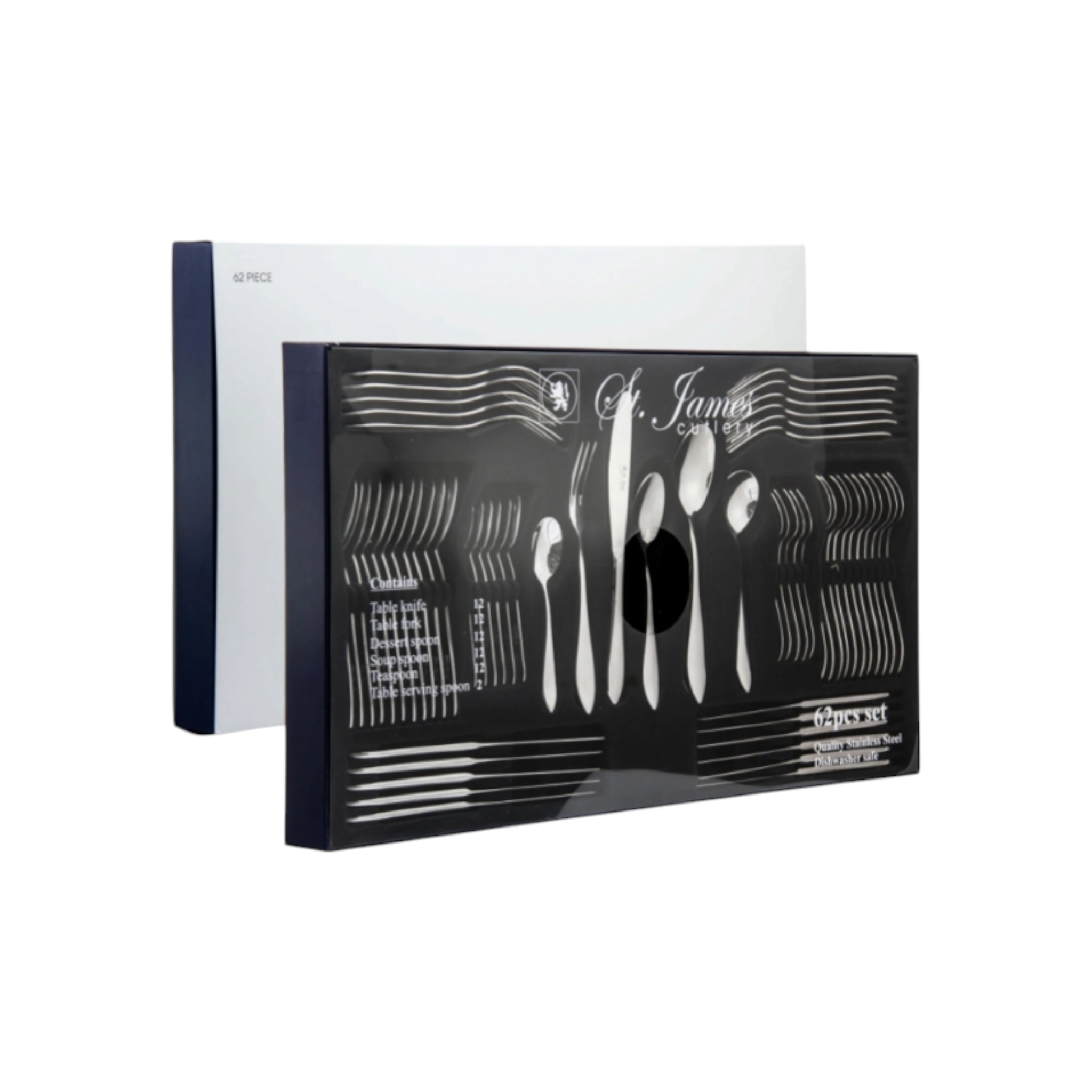 St James Cutlery Kensington 62pc Set in Cardboard Gift Box 13091