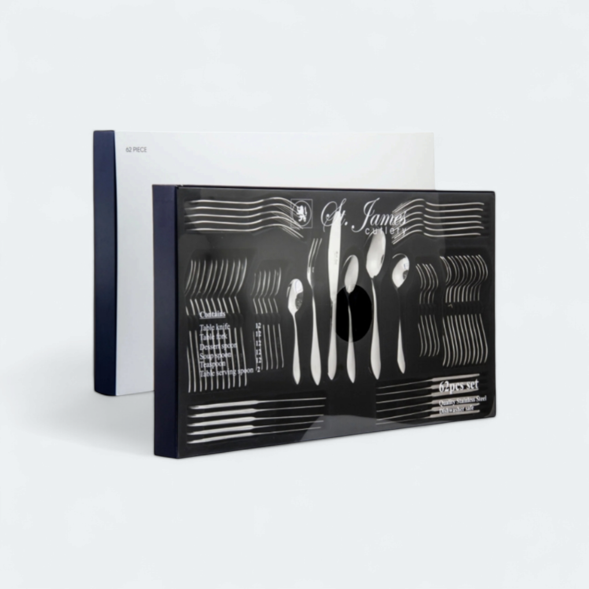 St James Cutlery Kensington 62pc Set in Cardboard Gift Box 13091