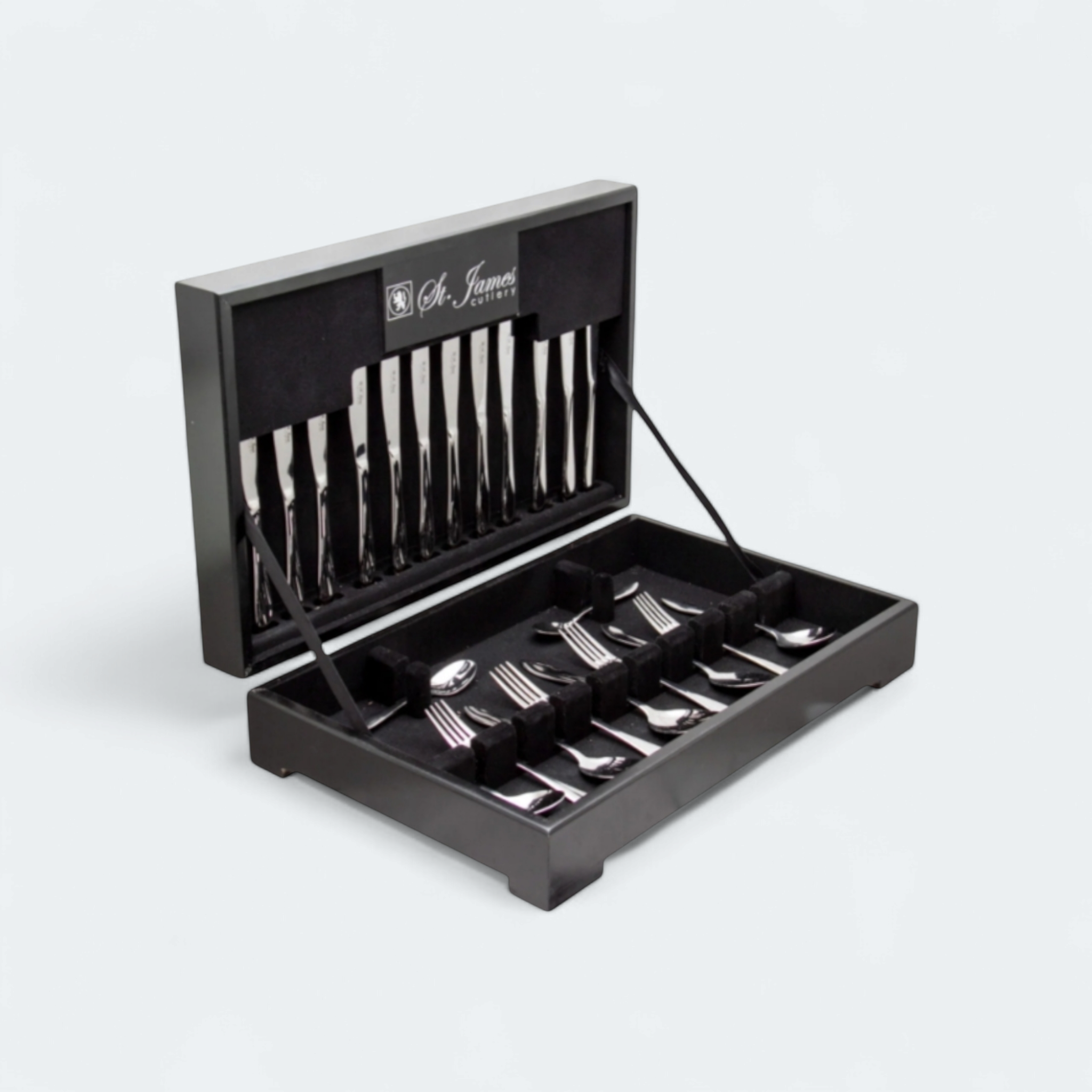 St James Cutlery Kensington In Wood Gift Box 58pc Set 13013