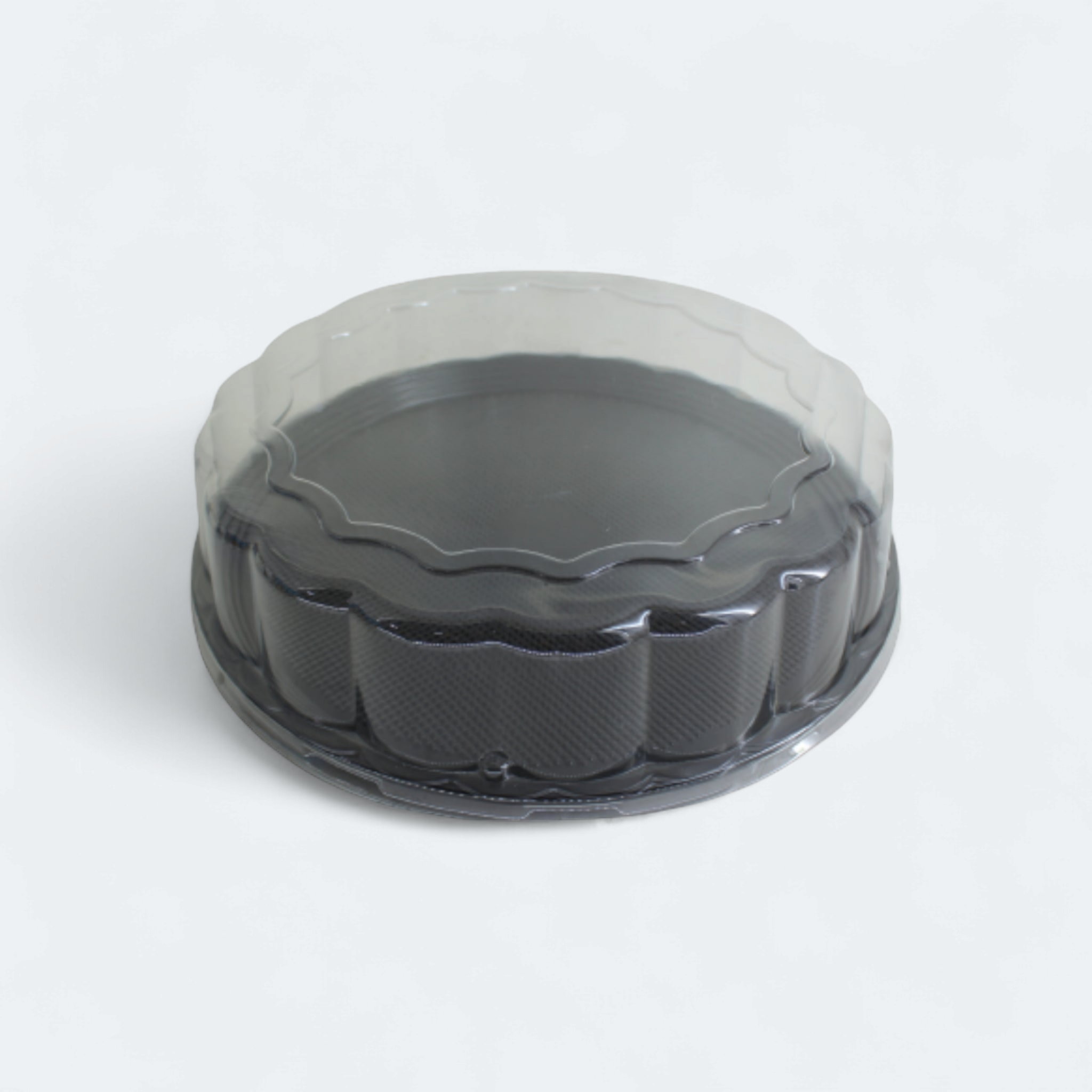 Disposable Serving To Go Cake Dome Plastic Round Black Tray 28cmxH-7cm