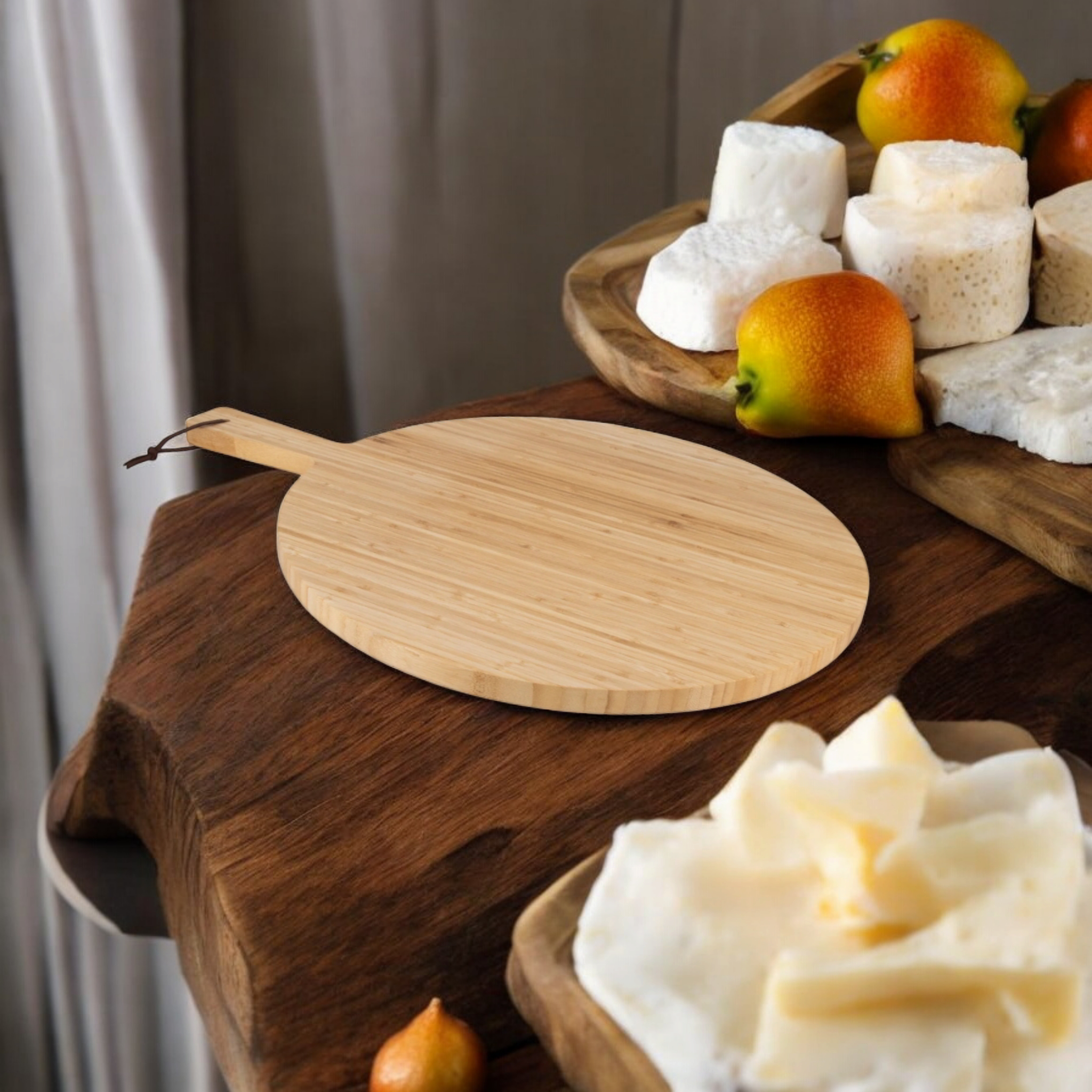 Regent Bamboo Large Round Serving Board with Handle