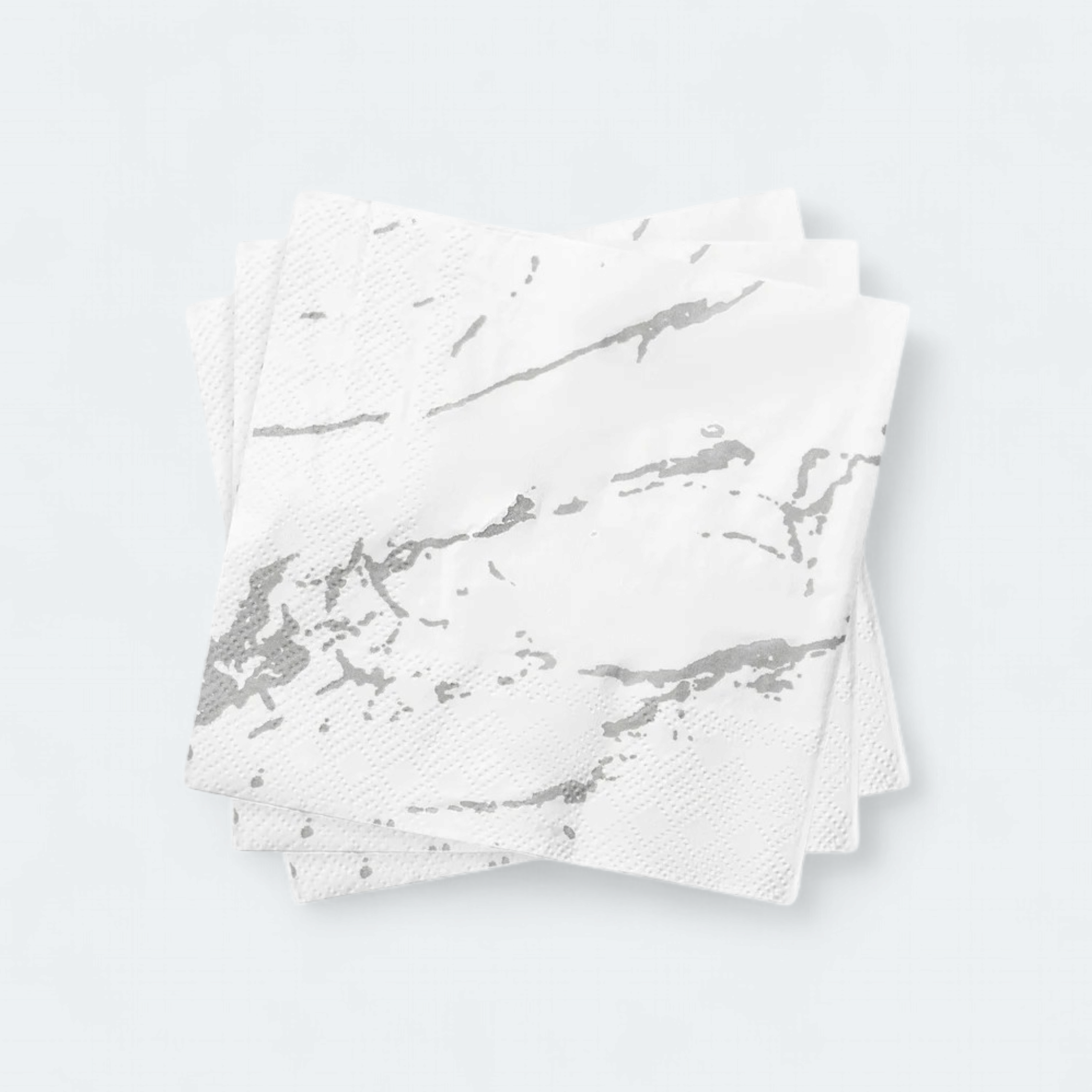 Luncheon Napkins Paper Serviettes White with Gold Marble 33x33cm 16pcs