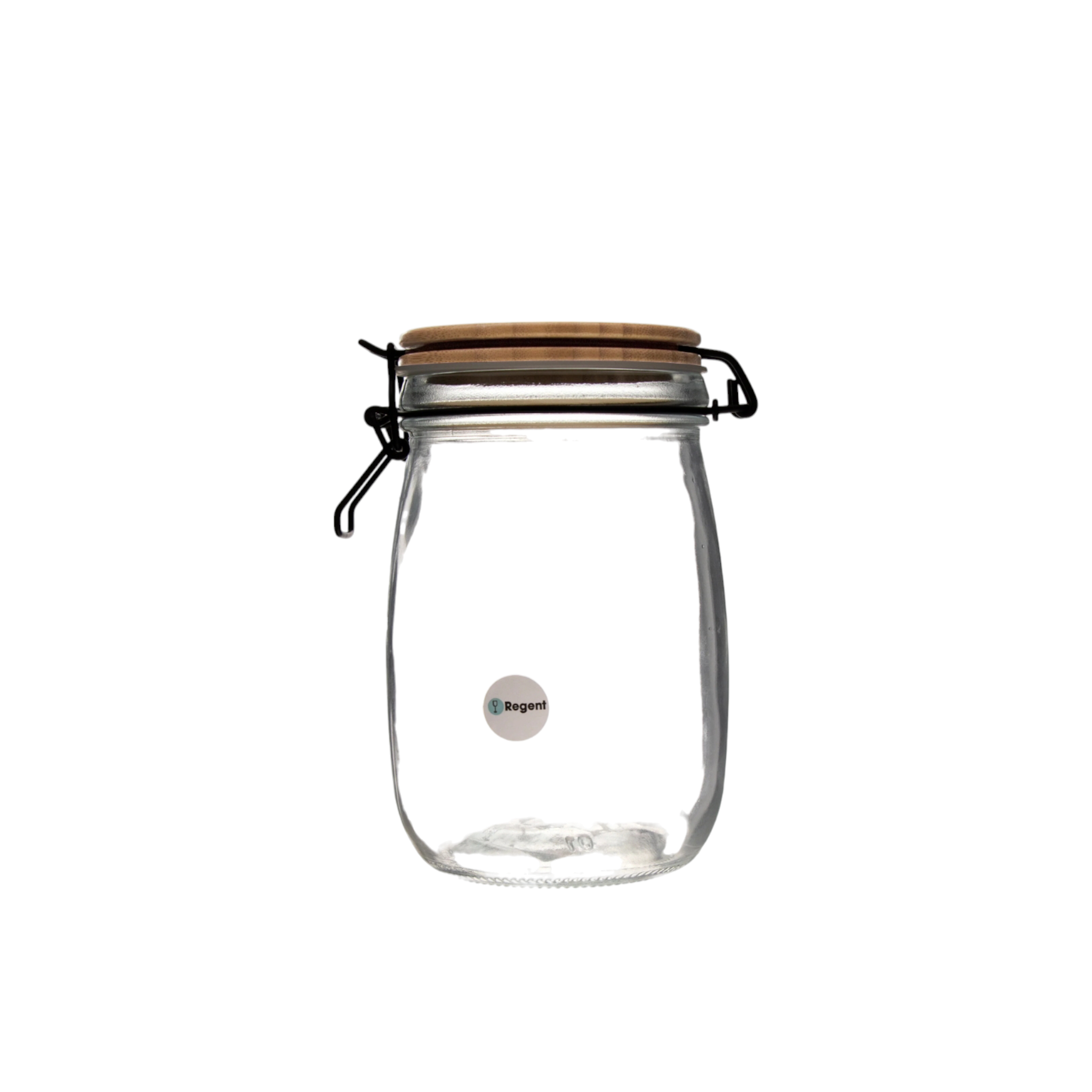 Regent hermetic Glass Canister with bamboo Lid and Black Clip 1L