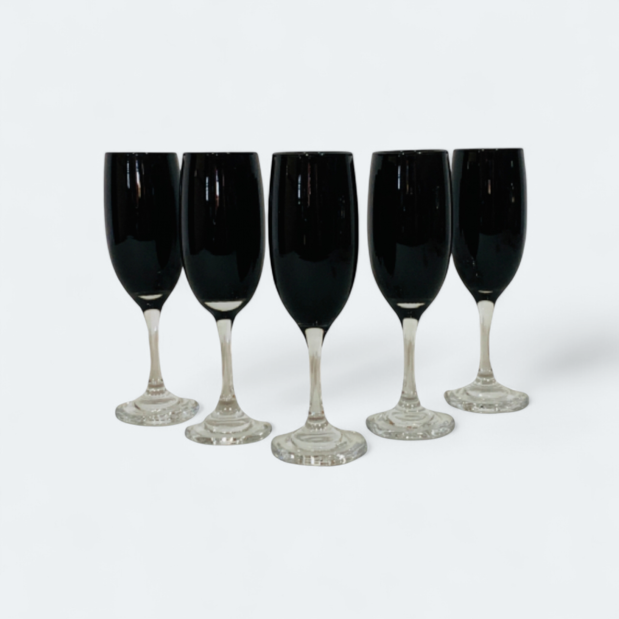 Glass Stemmed Tumbler Black 190ml Champagne 6pack