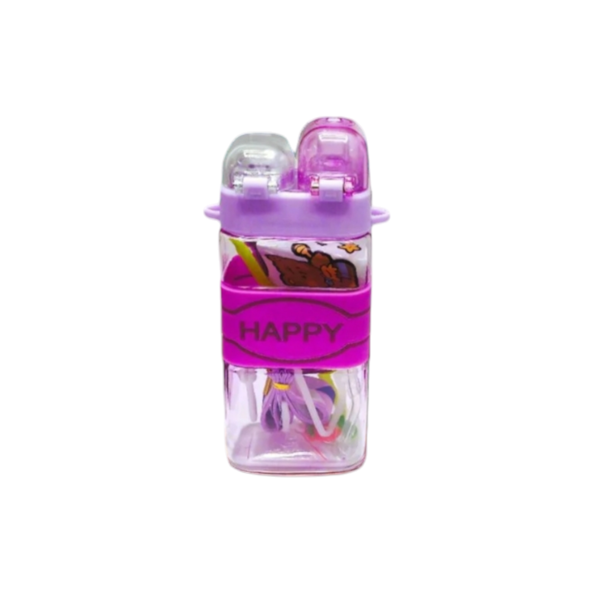 Dual Kiddies Plastic Water Bottle 19x7.5cm with Straw 580ml