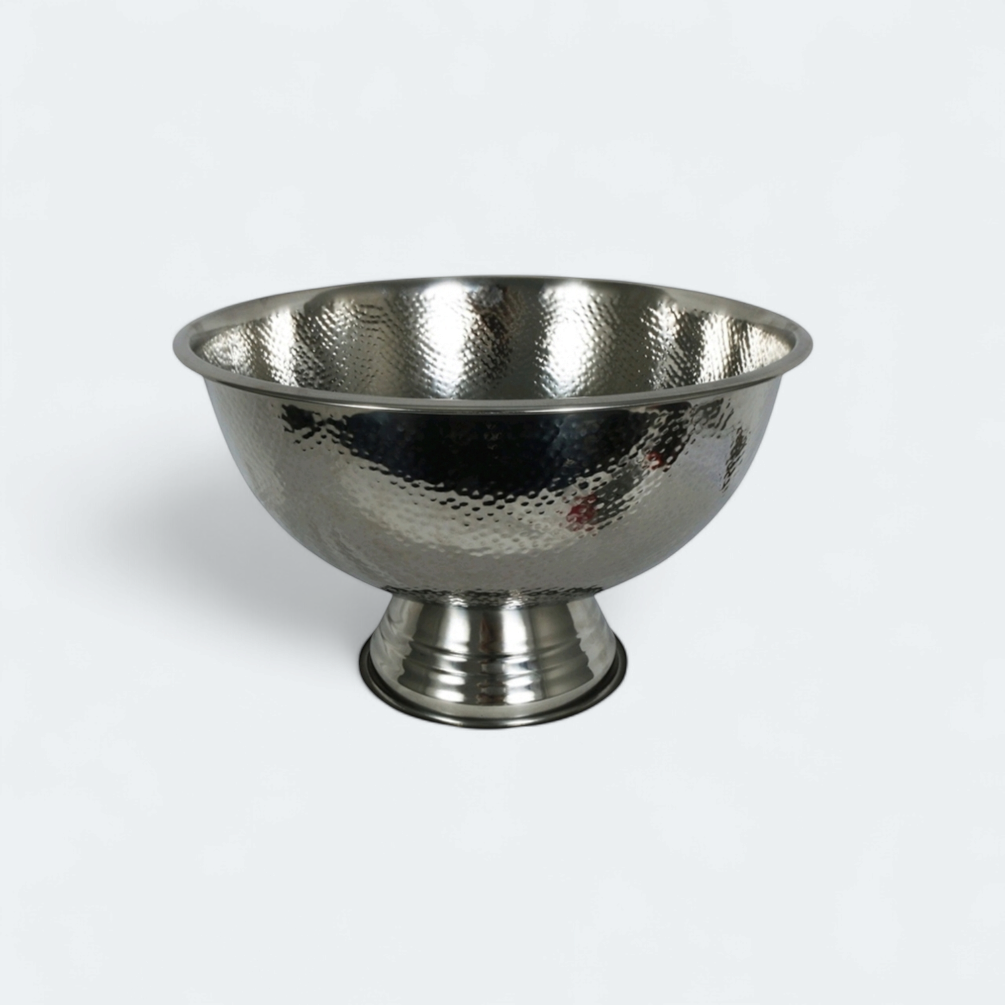 Punch Bowl Stainless Steel On Foot Hammered 397x241mm 21337