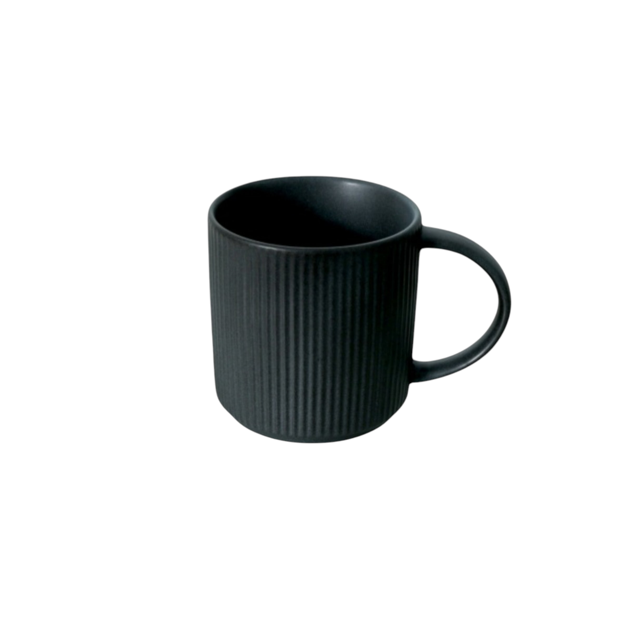 Ceramic Ribbed Coffee Mug Charcoal 350ml