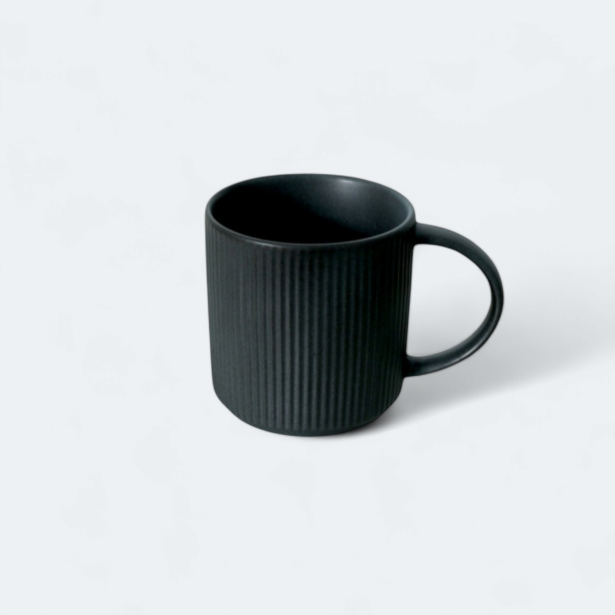 Ceramic Ribbed Coffee Mug Charcoal 350ml