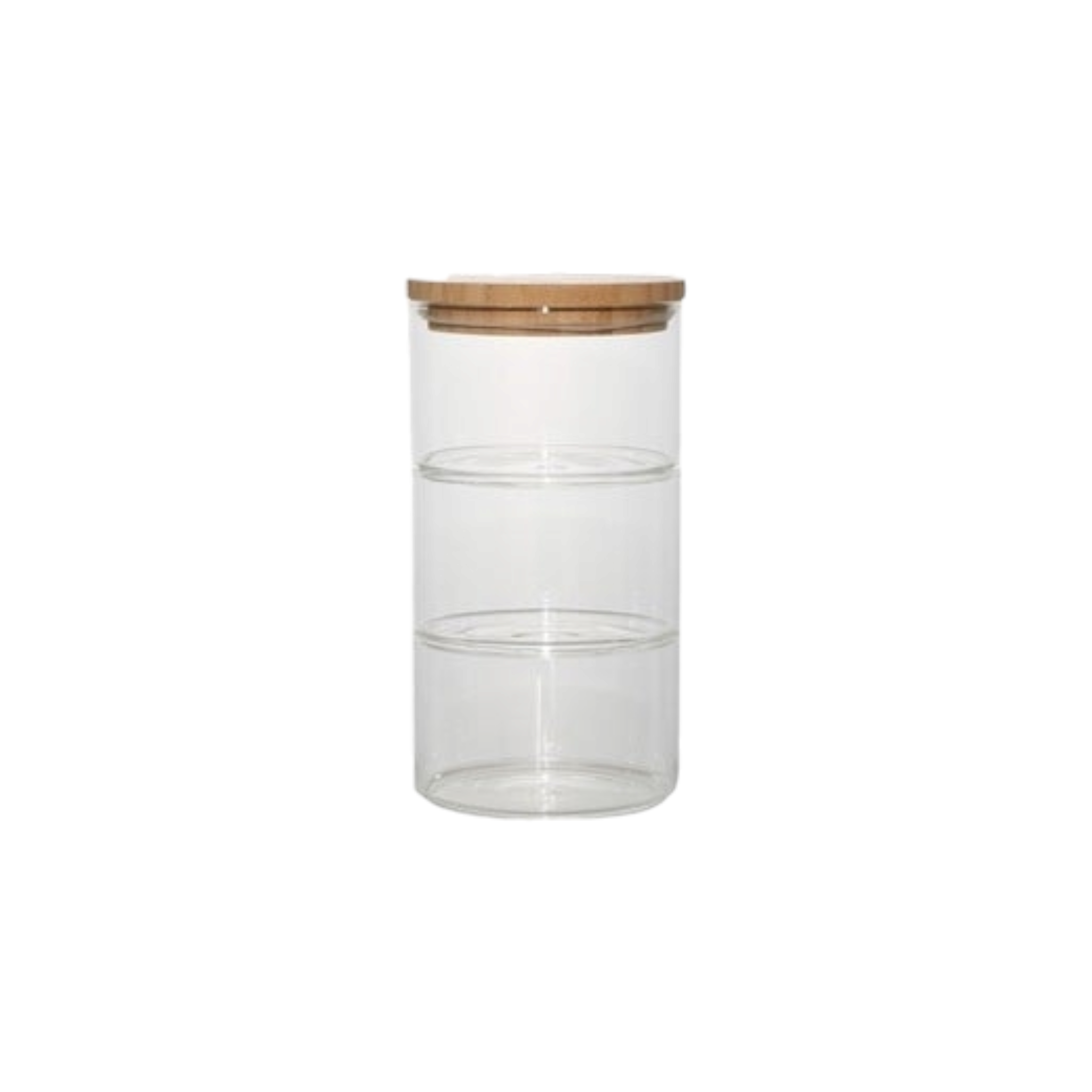 Aqua Glass Canister 300ml 3-Tier with Airtight Bamboo Lid 27051