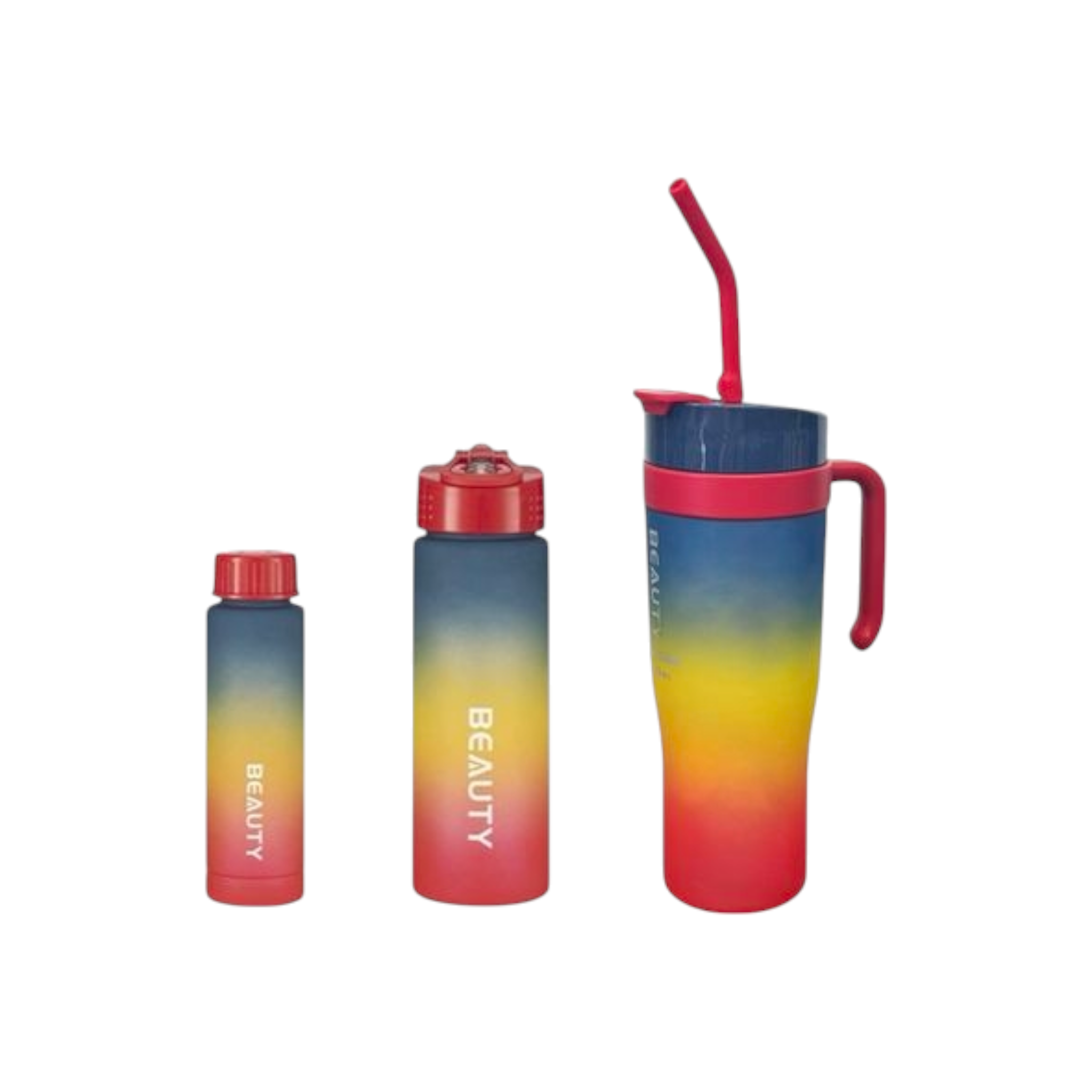 1.2L 3-Piece Water Bottles with Handle & Straw in Dazzling Colors