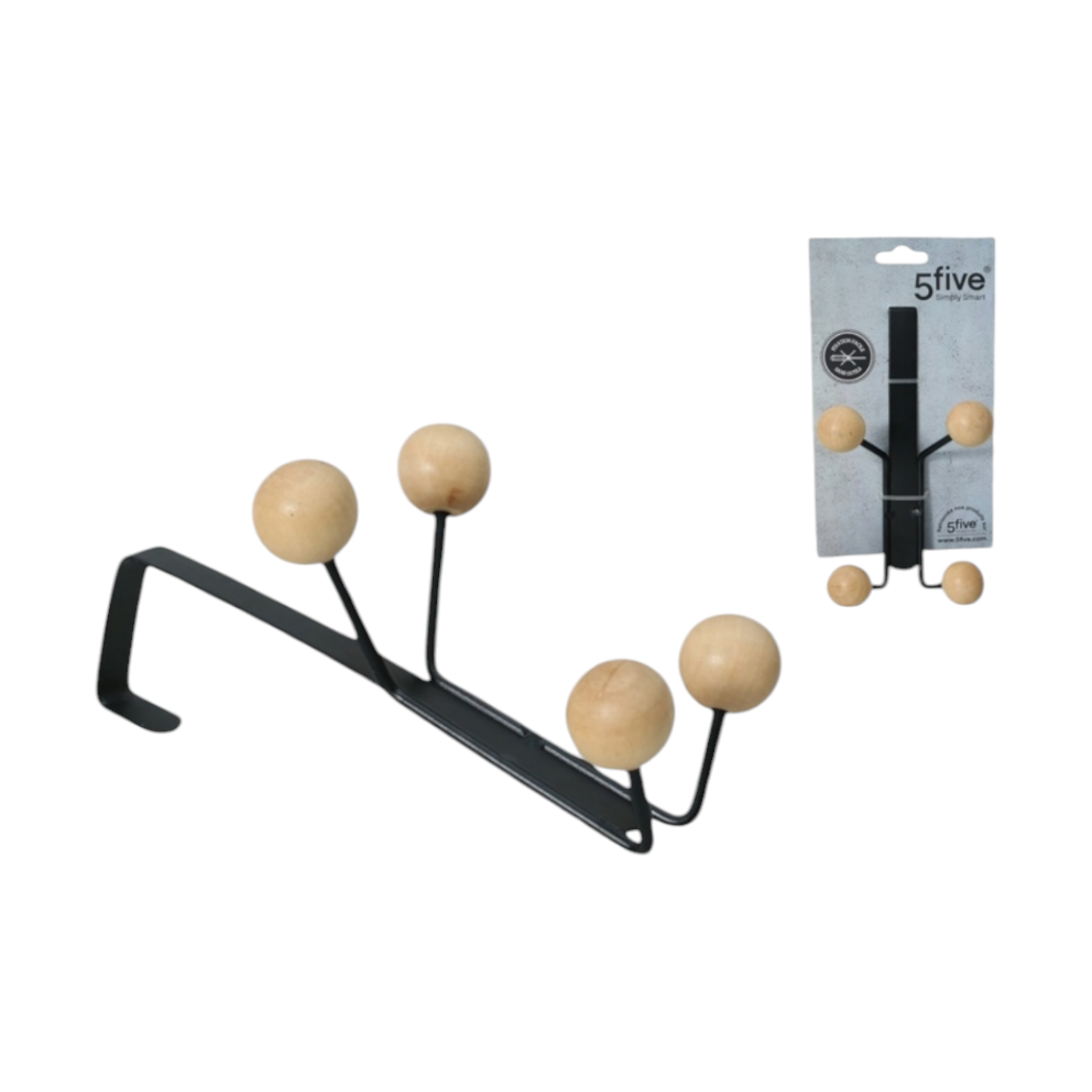 5five Door Hook with 4 Wooden Knobs