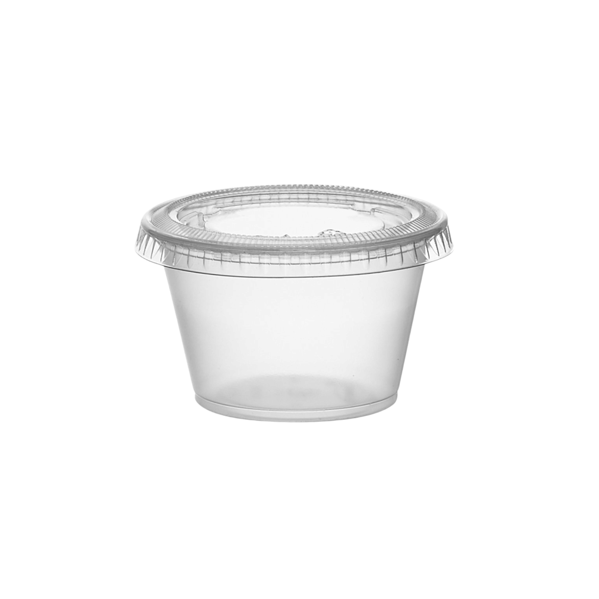 115ml Disposable PET Plastic Sauce Tubs with Lids 50pack