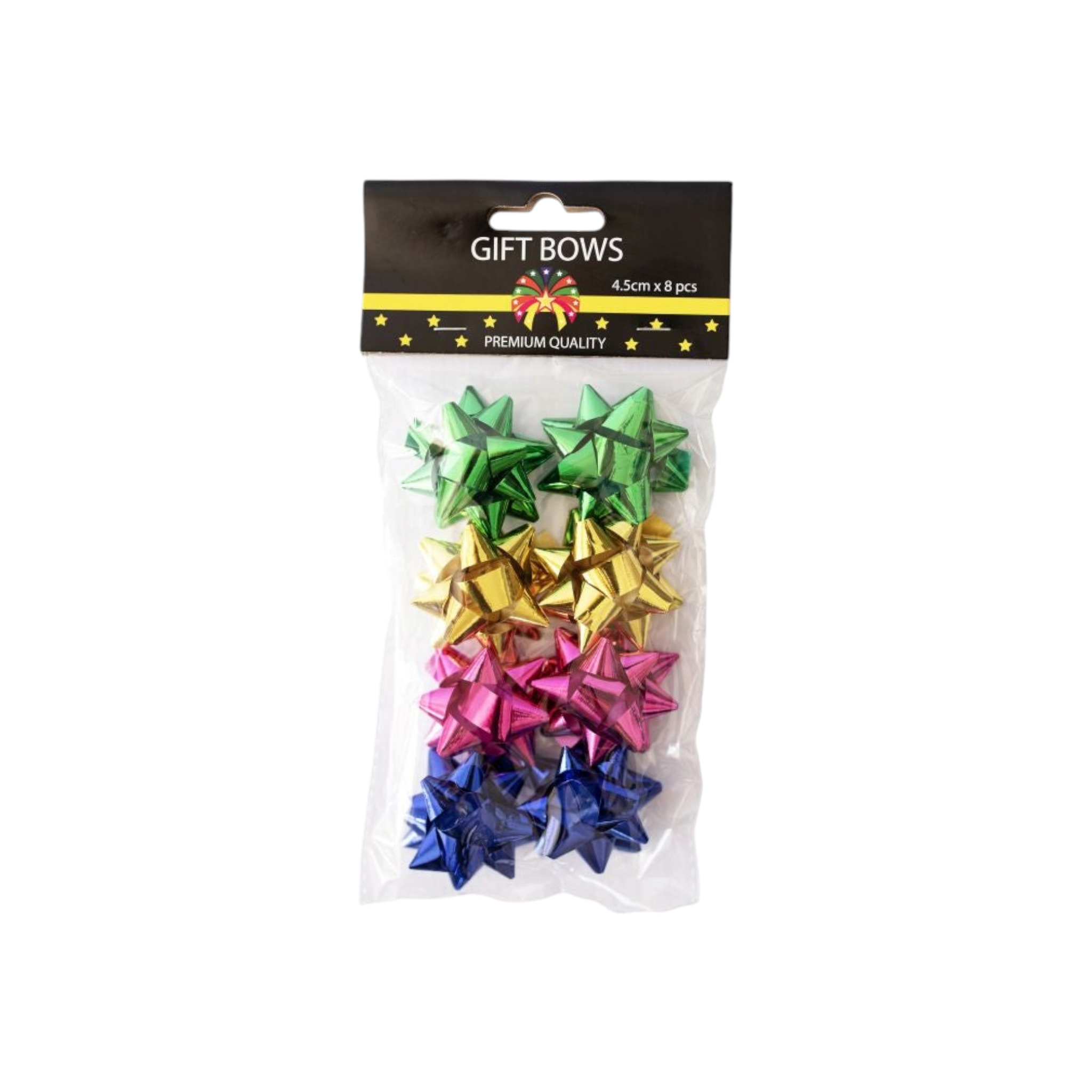 Metallic Gift Bows Decor 4.5cm 8pack Assorted