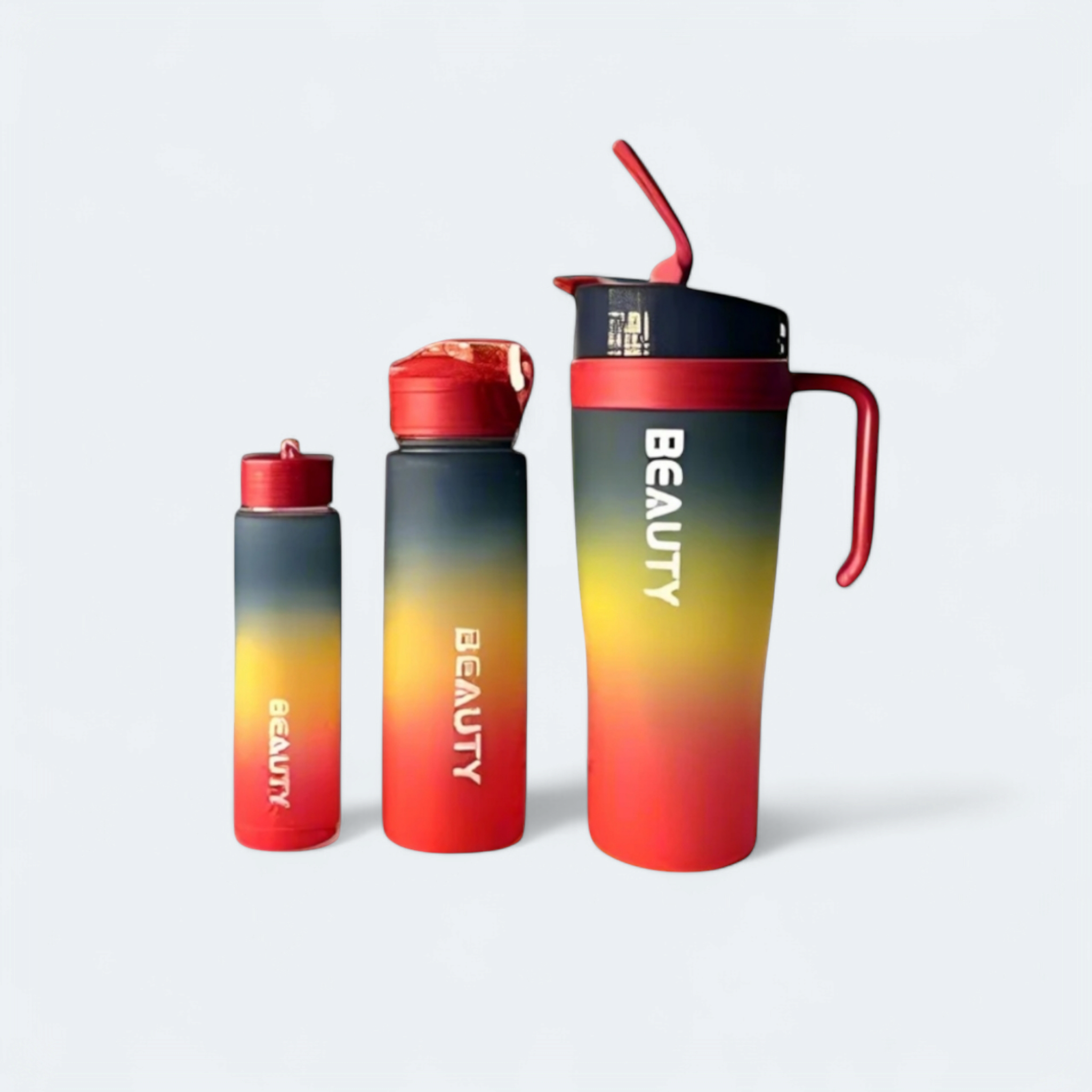 1.2L 3-Piece Water Bottles with Handle & Straw in Dazzling Colors